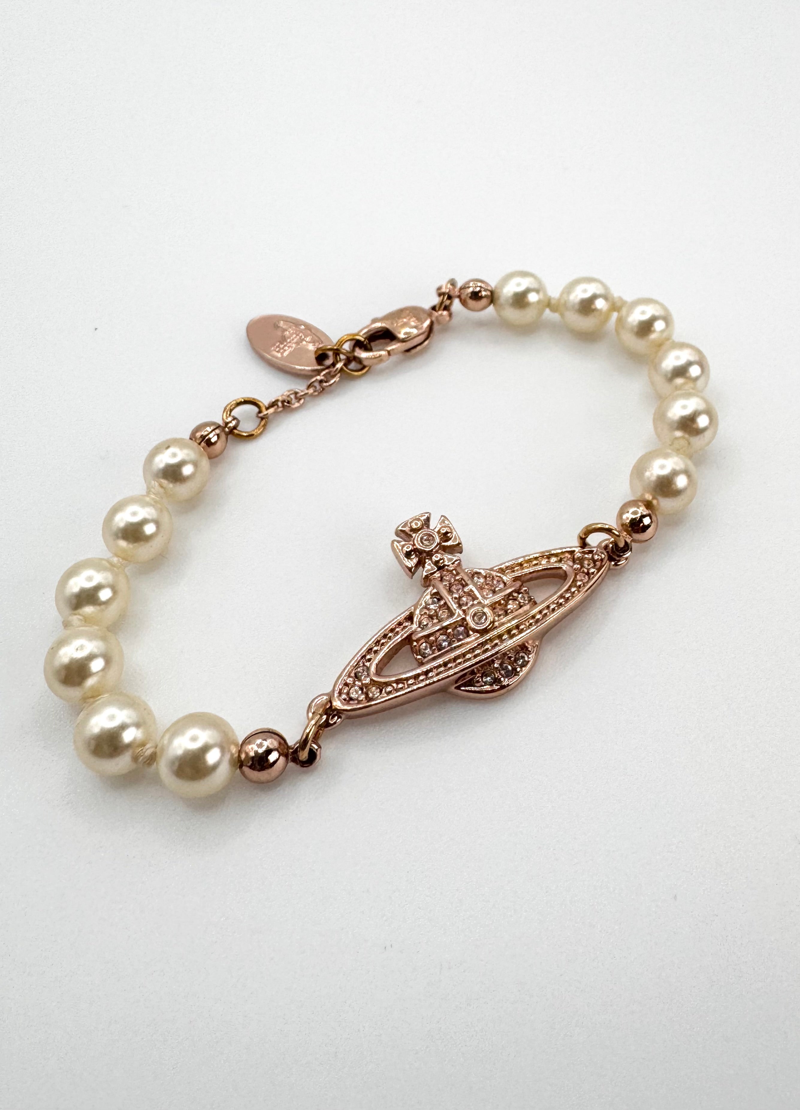 Vivienne Westwood Rose Gold ‘Pearl Chain’ Orb Bracelet