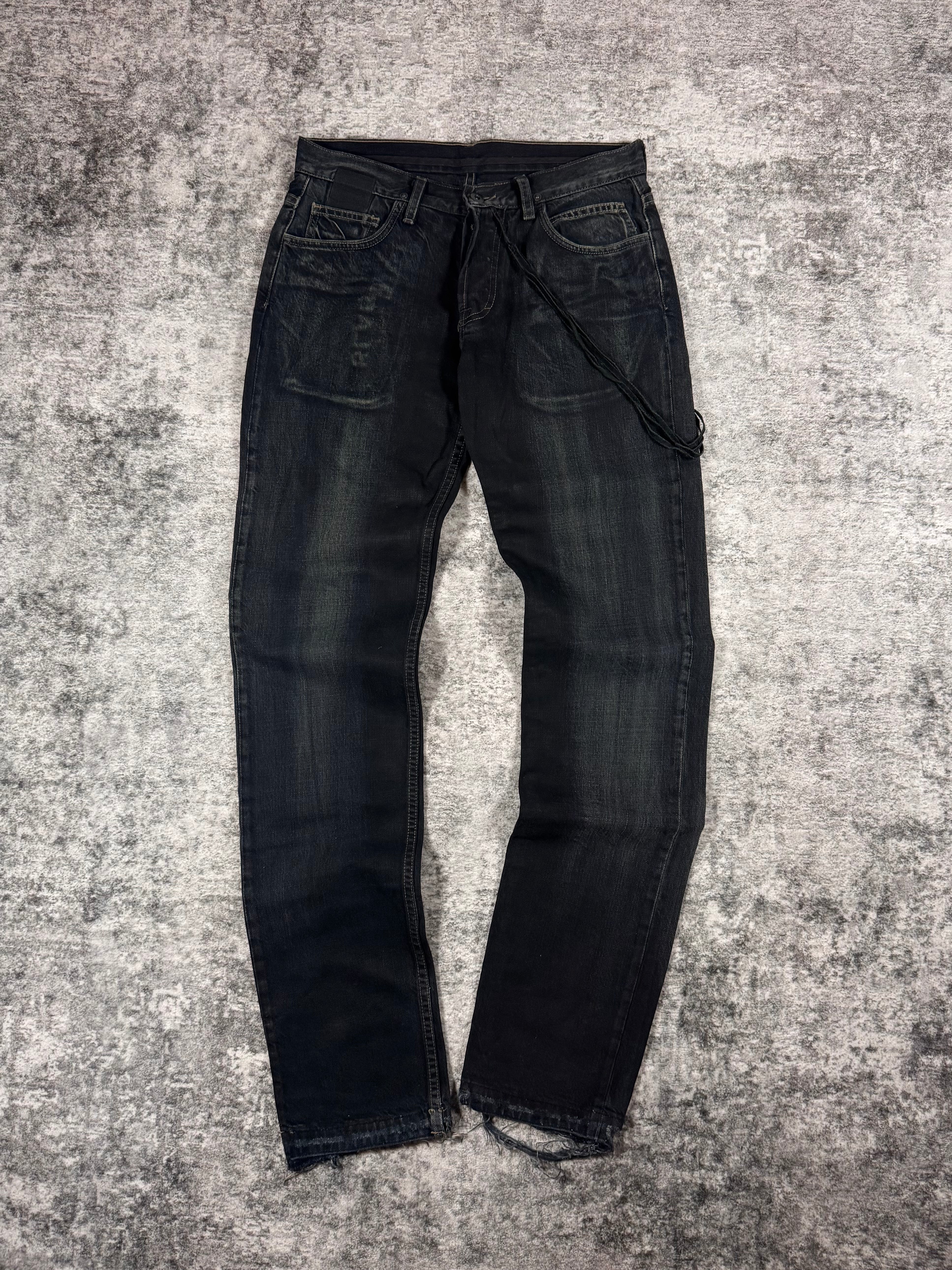 2000s Rick Owens SLAB Waxed ‘Oil Spill’ Suede Link Denim