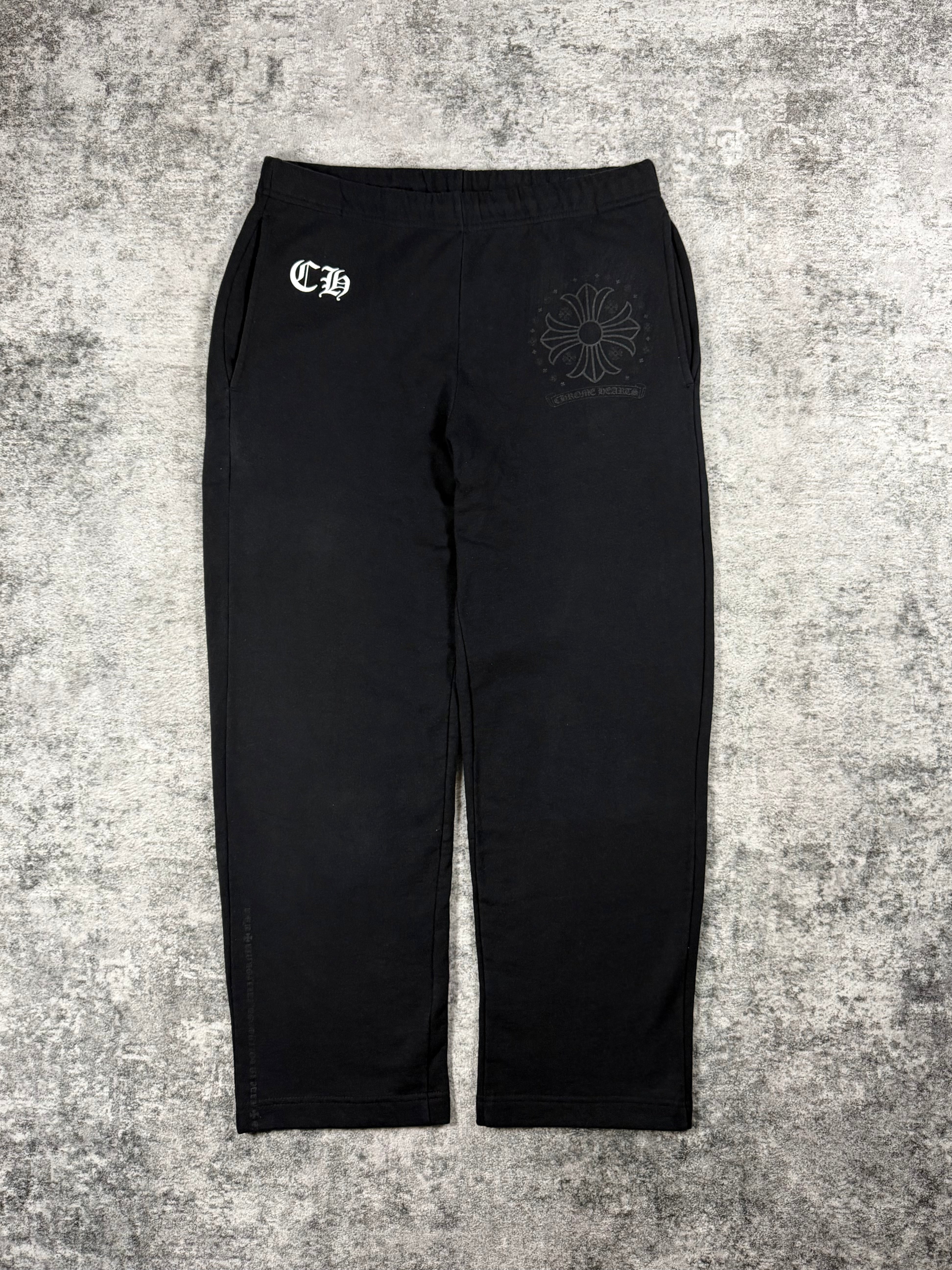 Chrome Hearts Tonal ‘Plus Cross’ Black Sweatpants