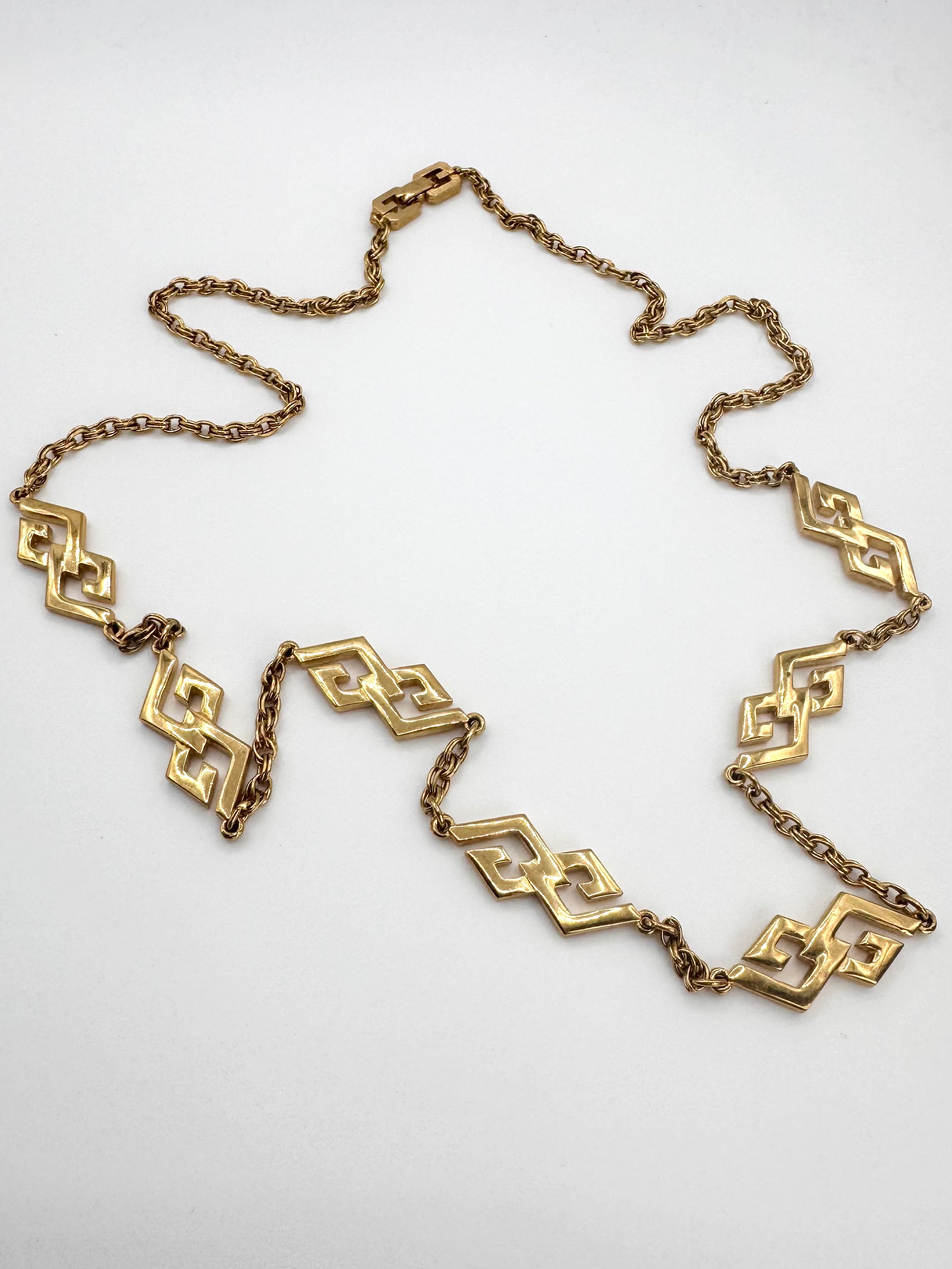 2000s Givenchy Vintage Gold ‘Greek Key Link’ Necklace