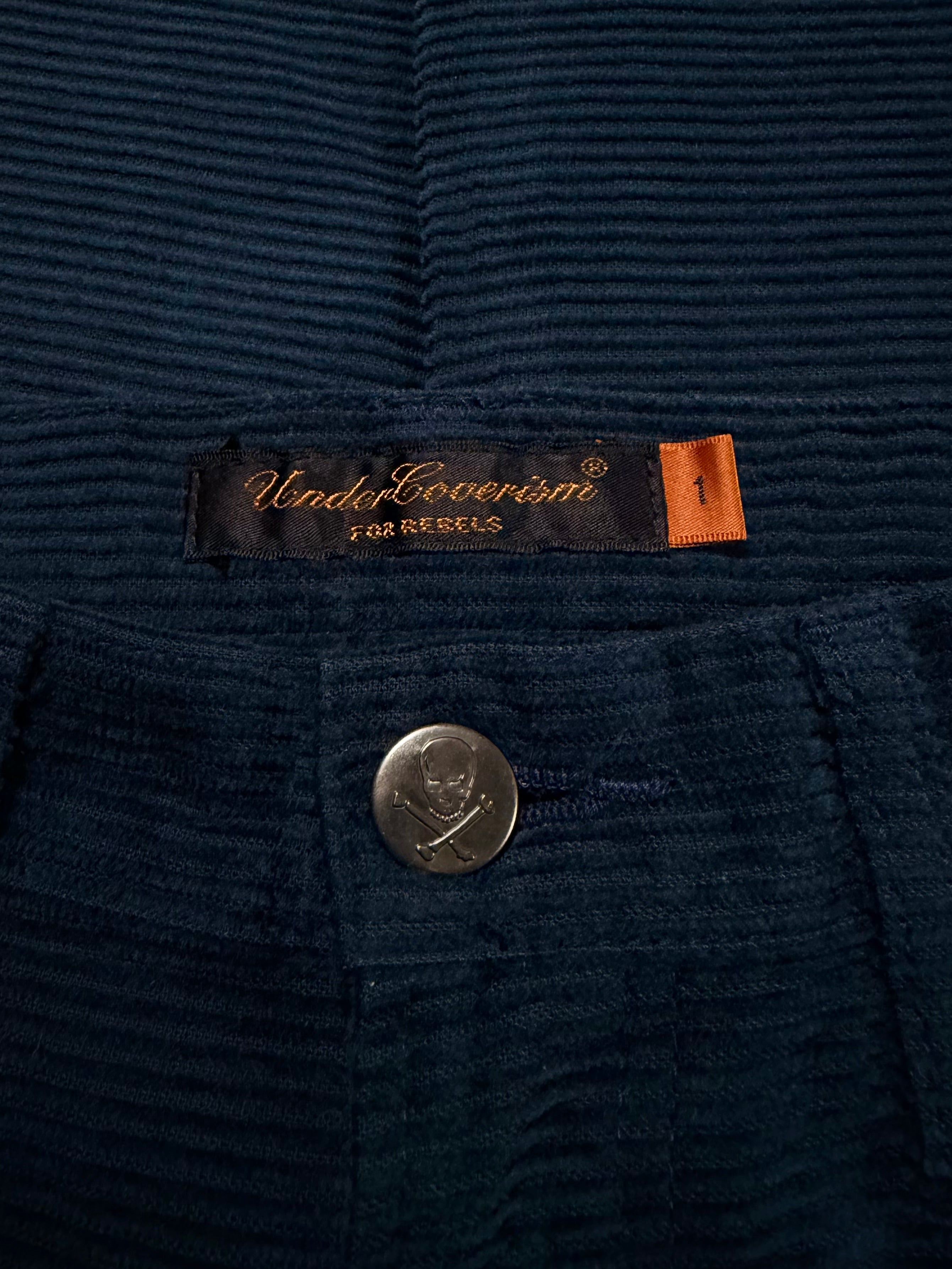 AW05 Undercover “Arts & Crafts” Navy Horizontal Corduroy Jeans
