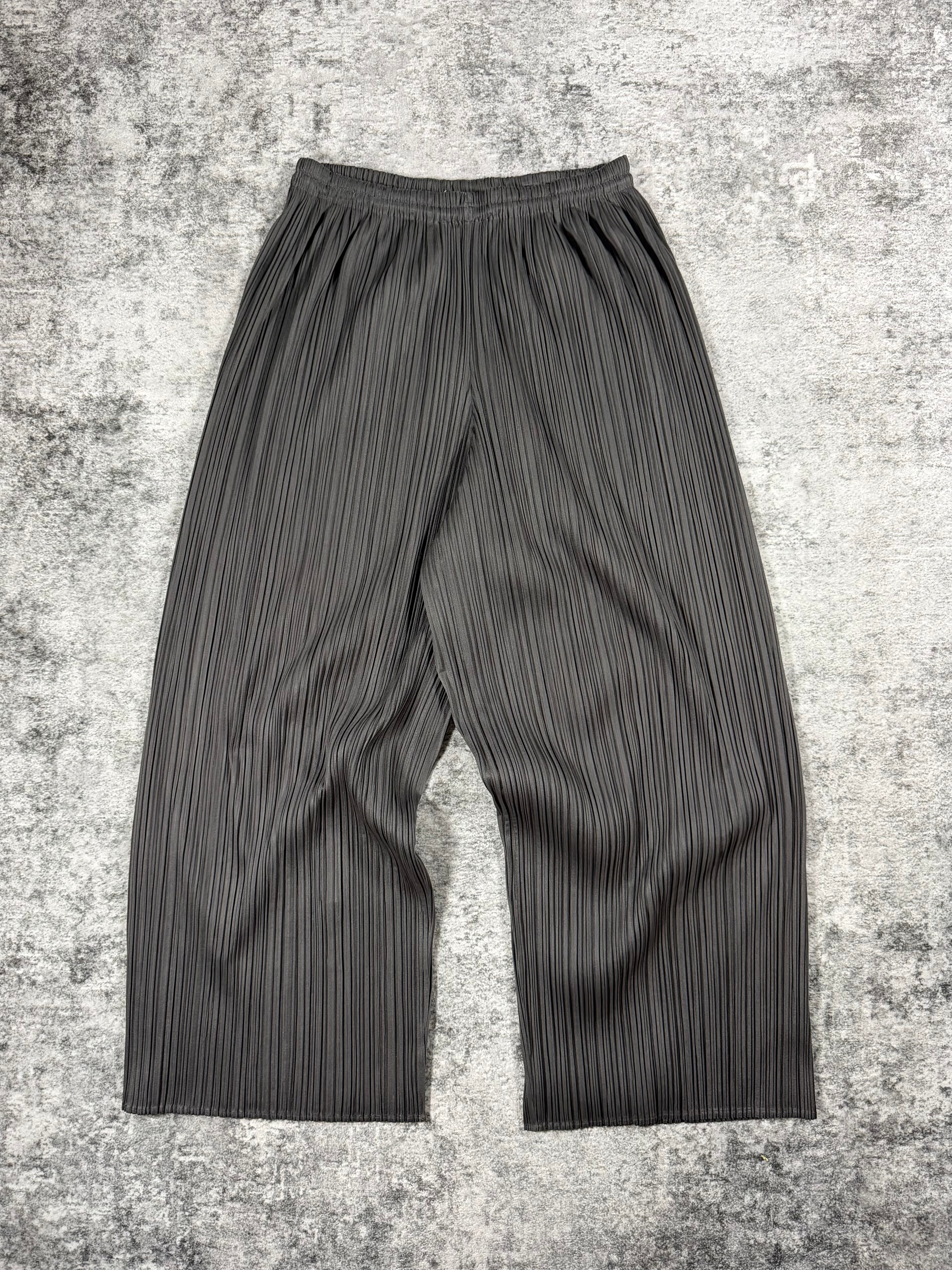 Issey Miyake ‘Pleats Please’ Grey Wide-Cut Trousers