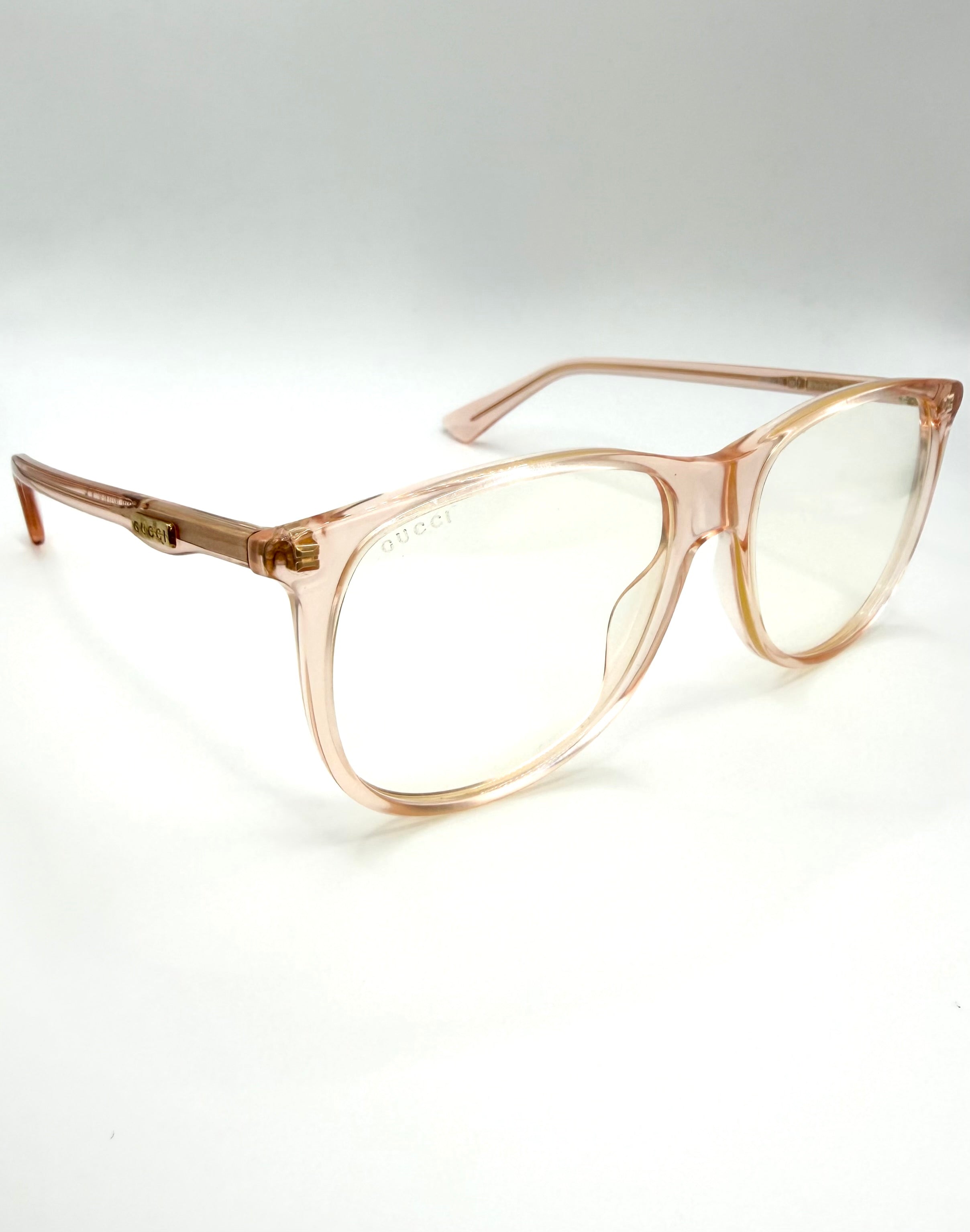 Gucci ‘GG0263S’ Translucent Peach  Oversized Glass Frames