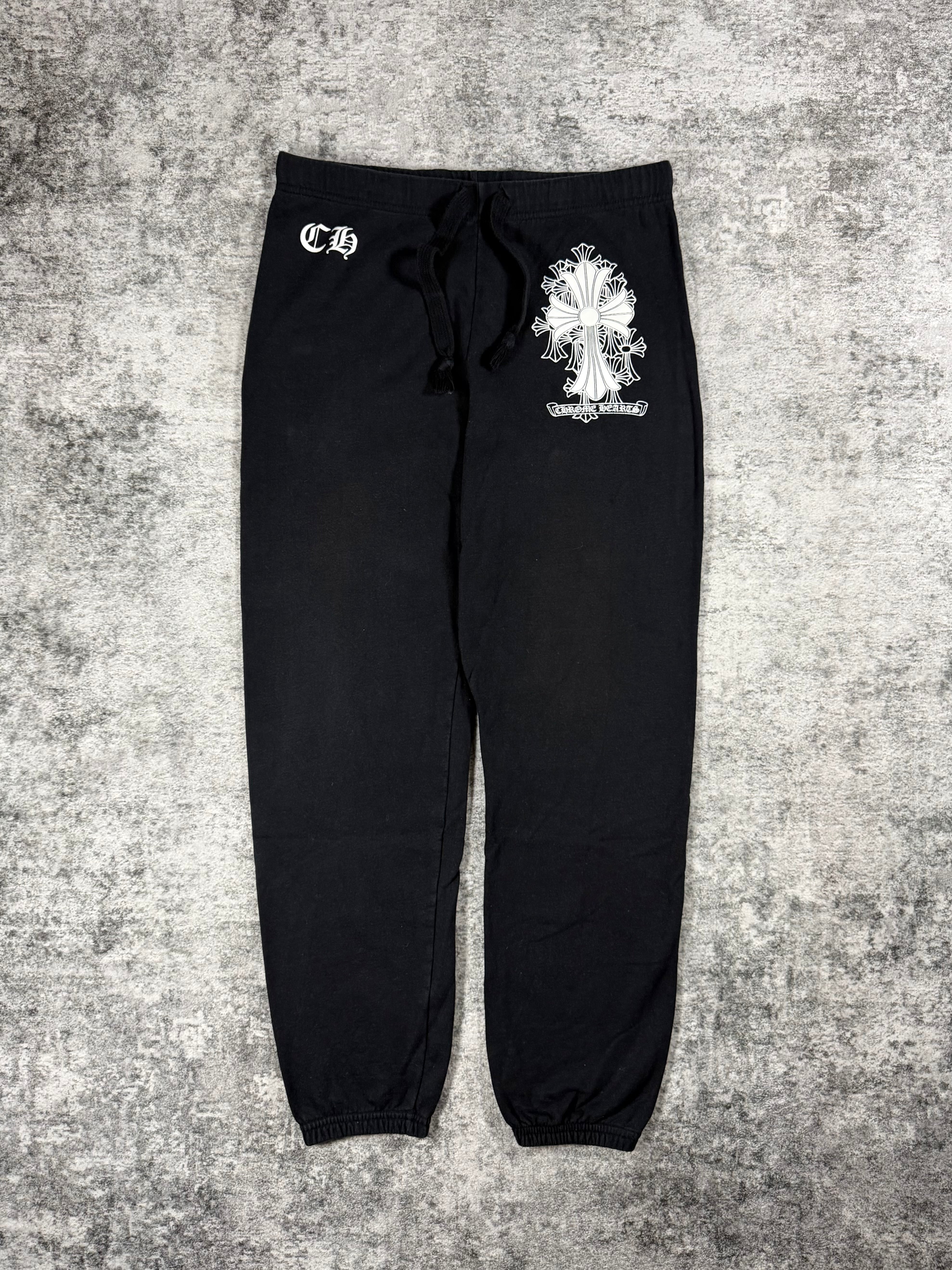 Chrome Hearts Cemetery Cross Cluster Black Sweatpants