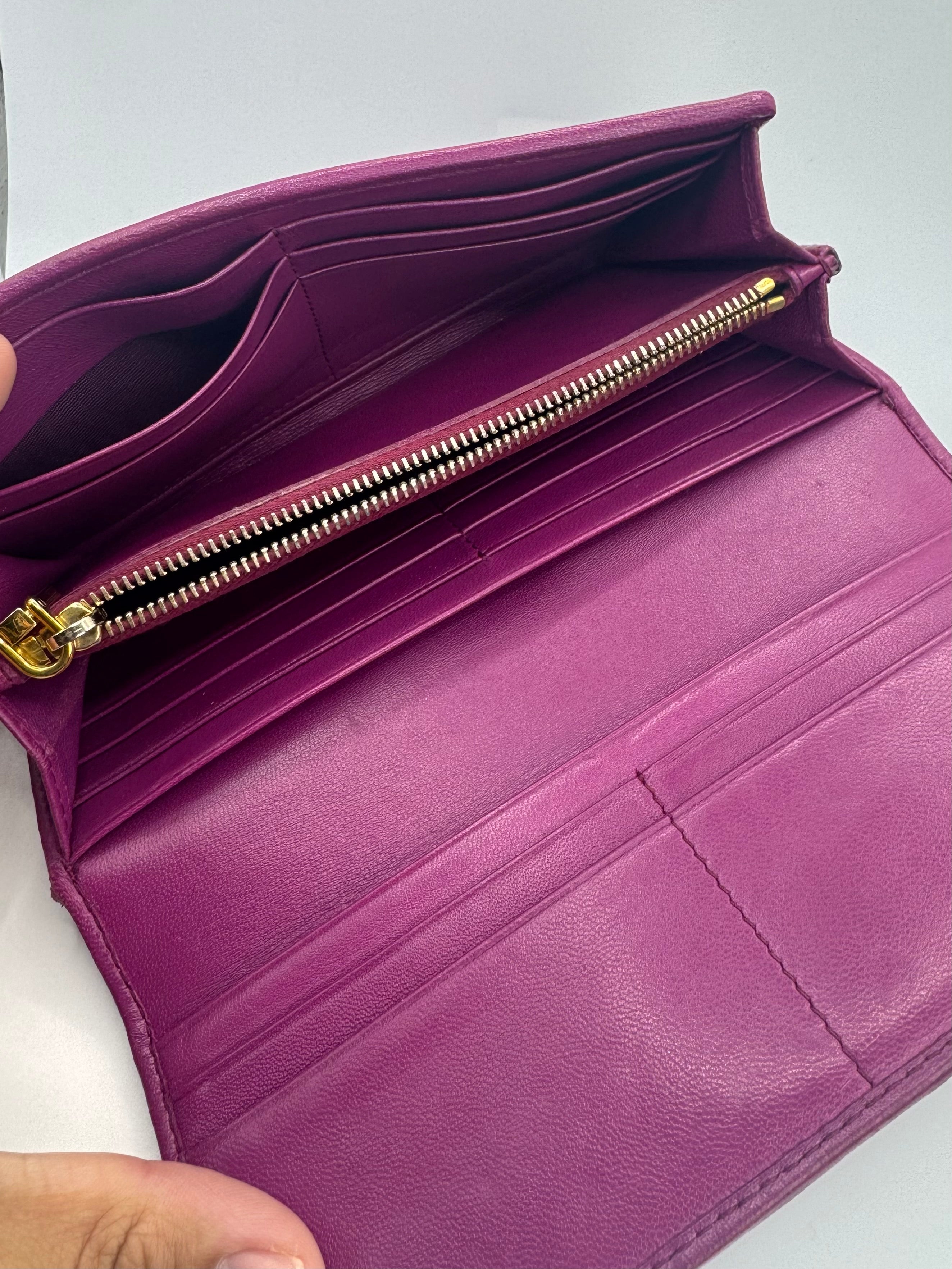 2000s Miu Miu Pink ‘Matelasse’ Leather Wallet