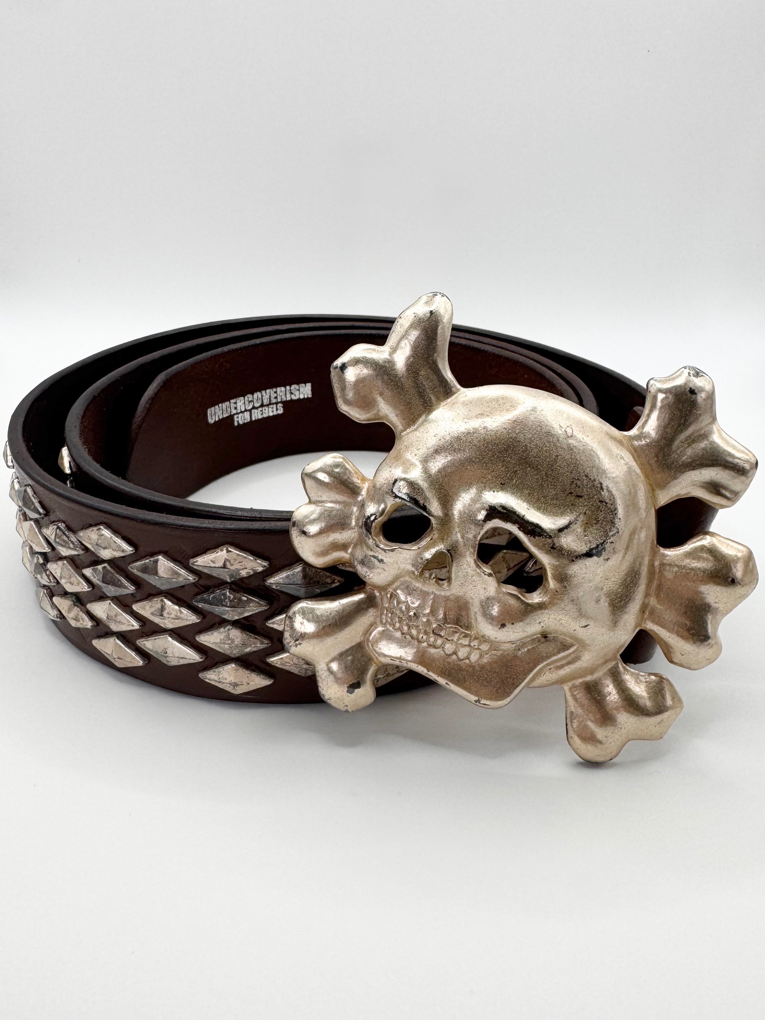 AW03 Undercover “Paper Doll” Skull Studded Scale Leather Belt