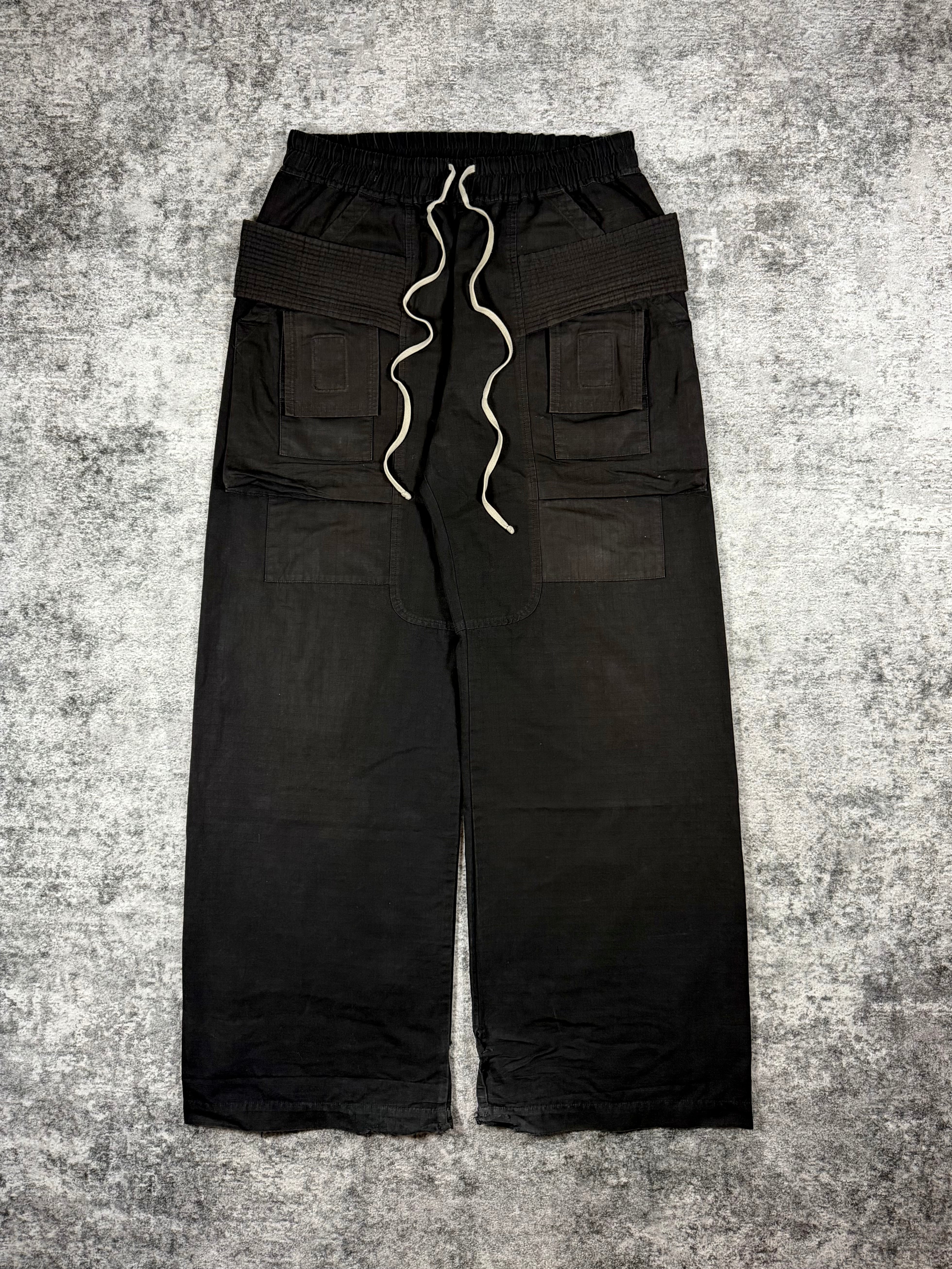 SS21 Rick Owens “Phlegethon” Ripstop Wide Creatch Cargo Pants