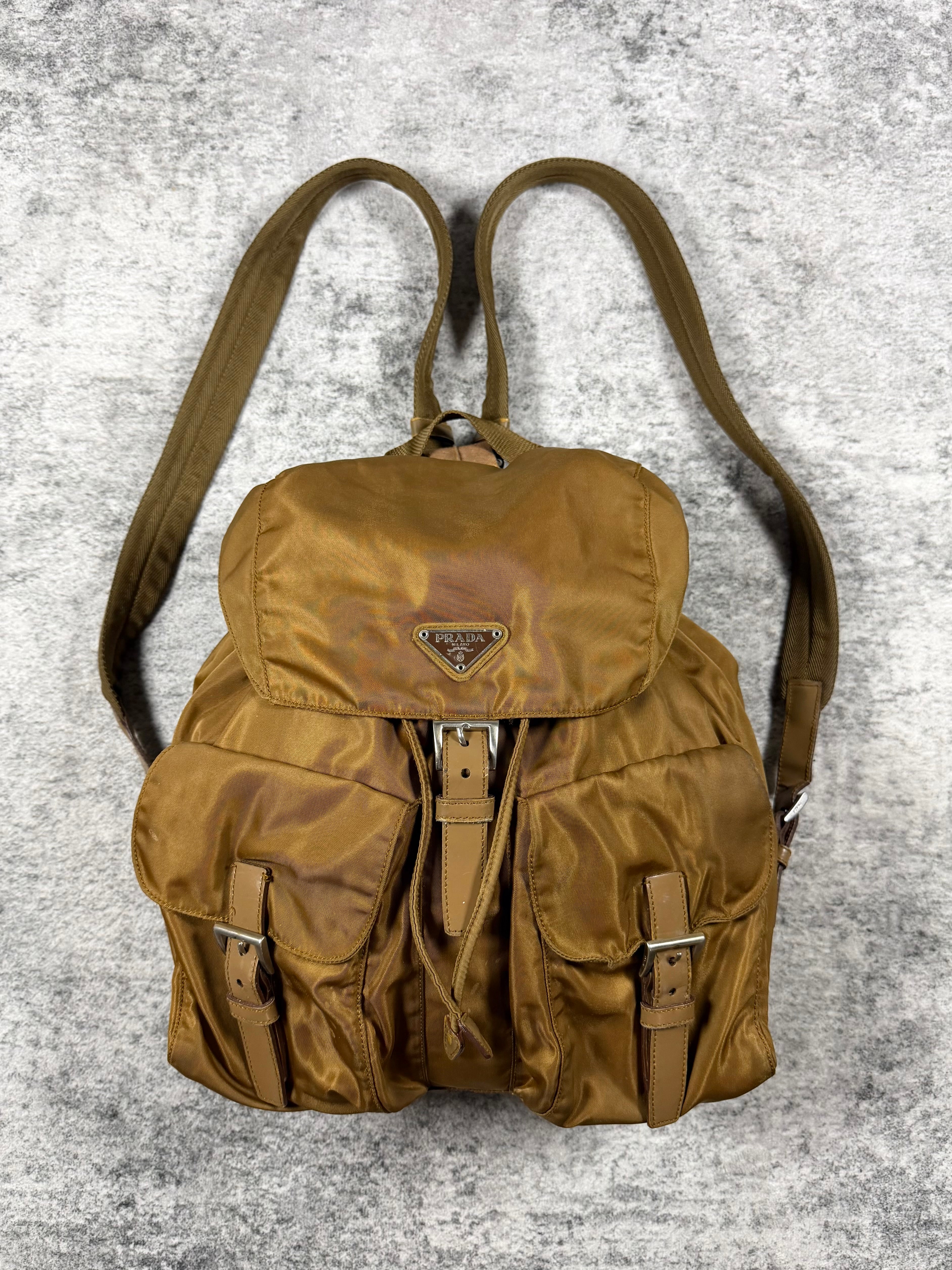 2000s Prada ‘Tabacco’ Tessuto Nylon Vela Oversized Backpack