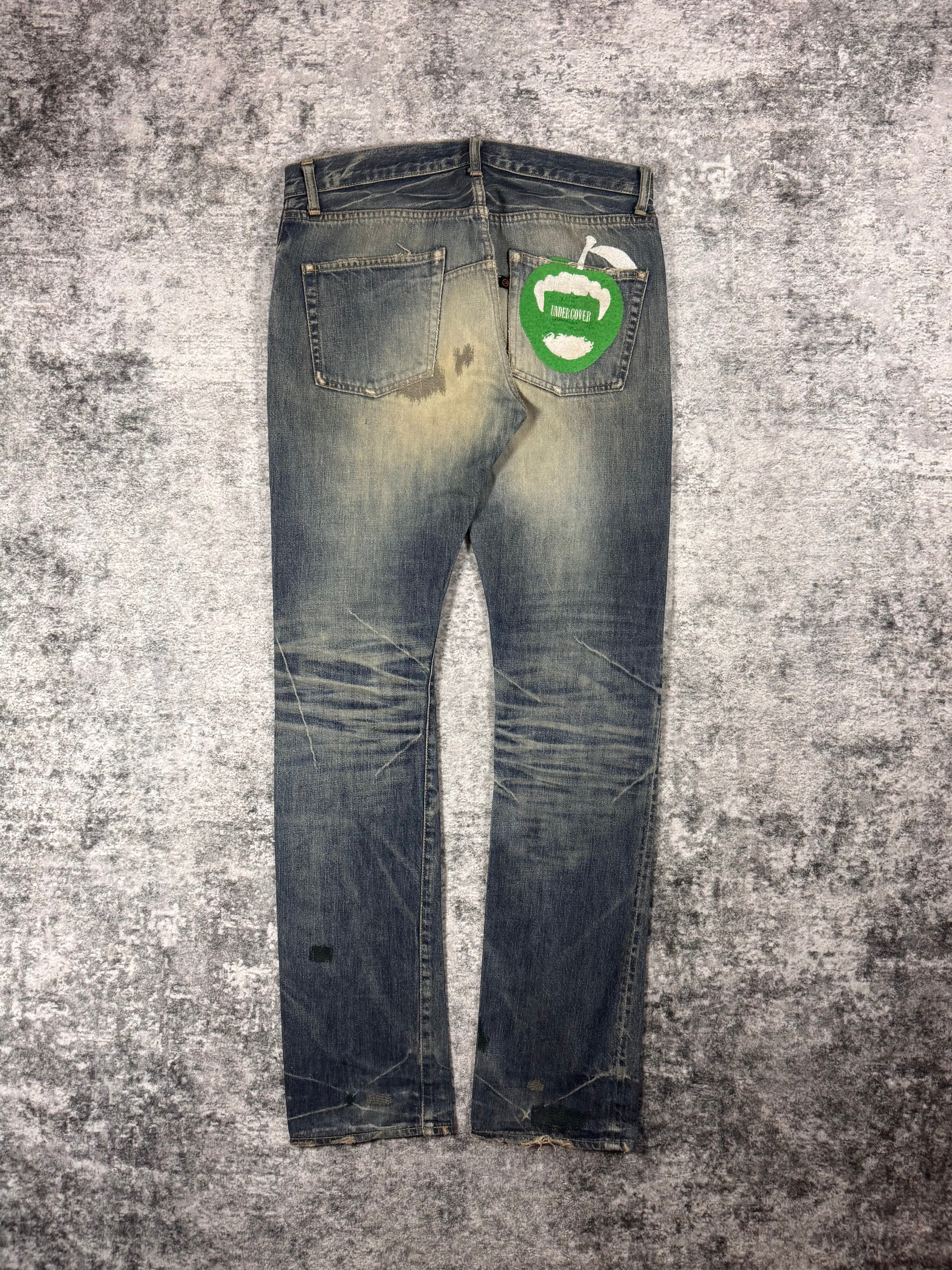 AW07 Undercover “Knit” Apple Fang Embroidery Denim