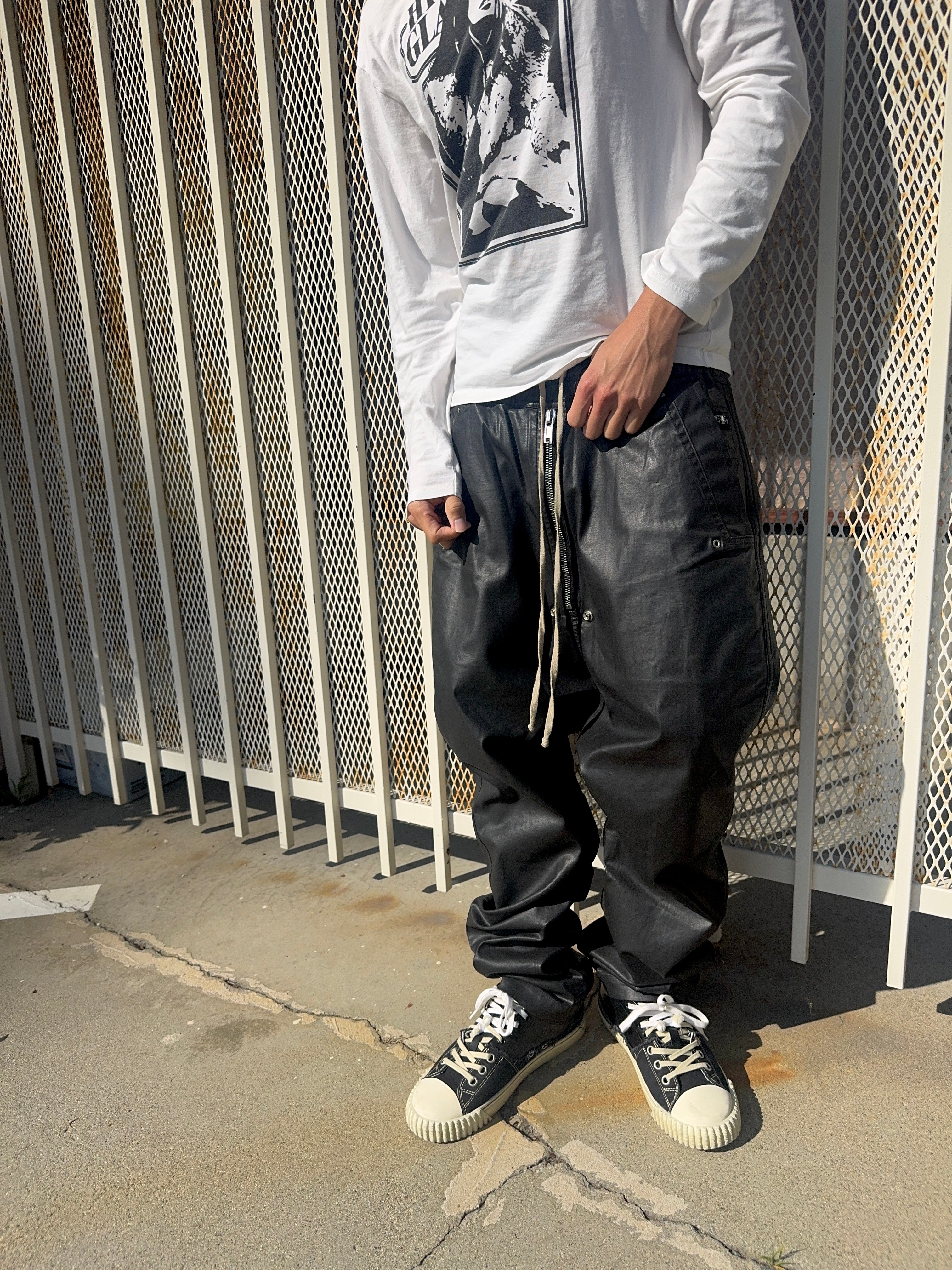 SS21 Rick Owens “Phlegethon” Geth Bela Black Leather Pants