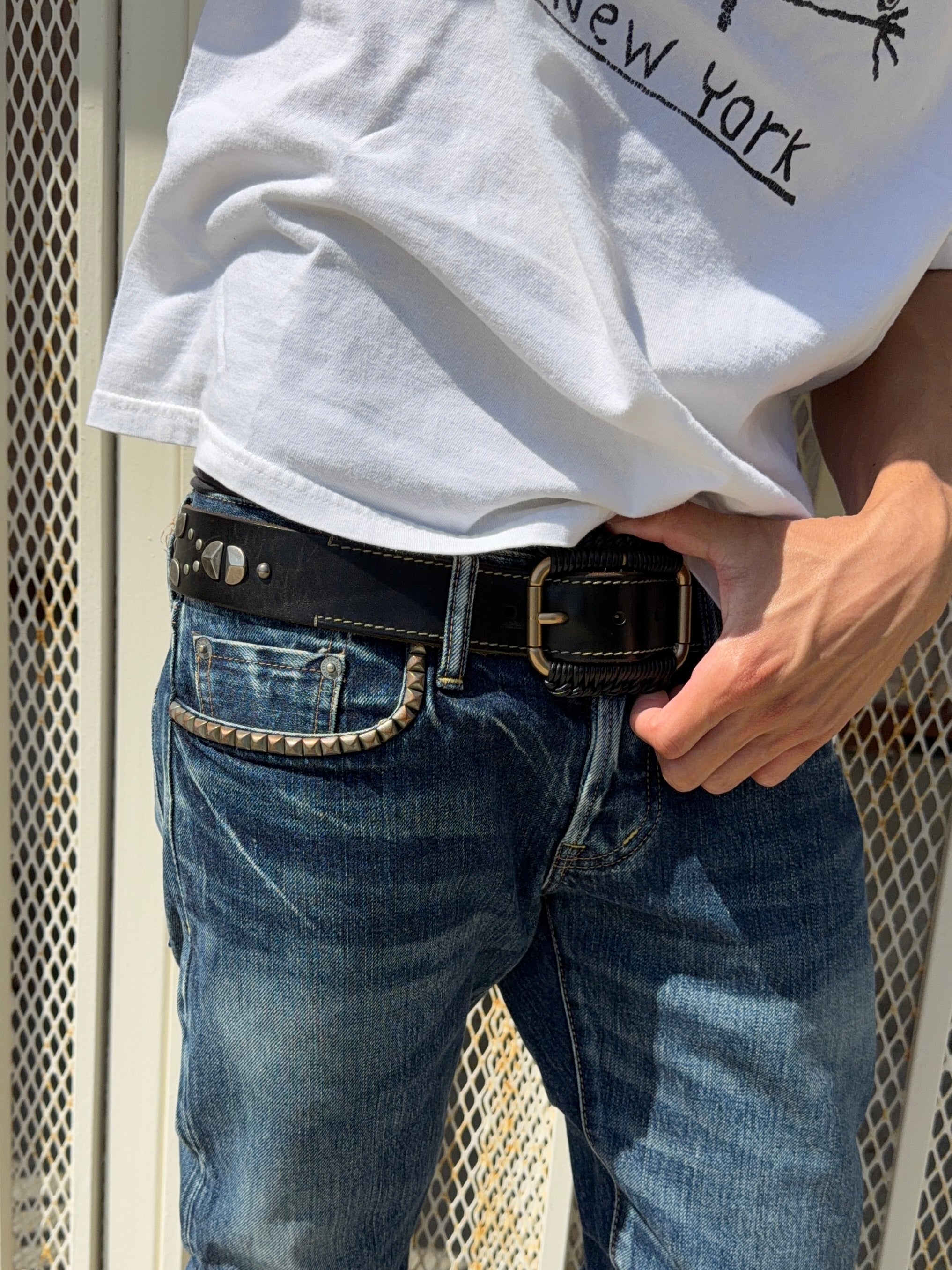 2000s Dolce & Gabbana Western Studded Leather Belt