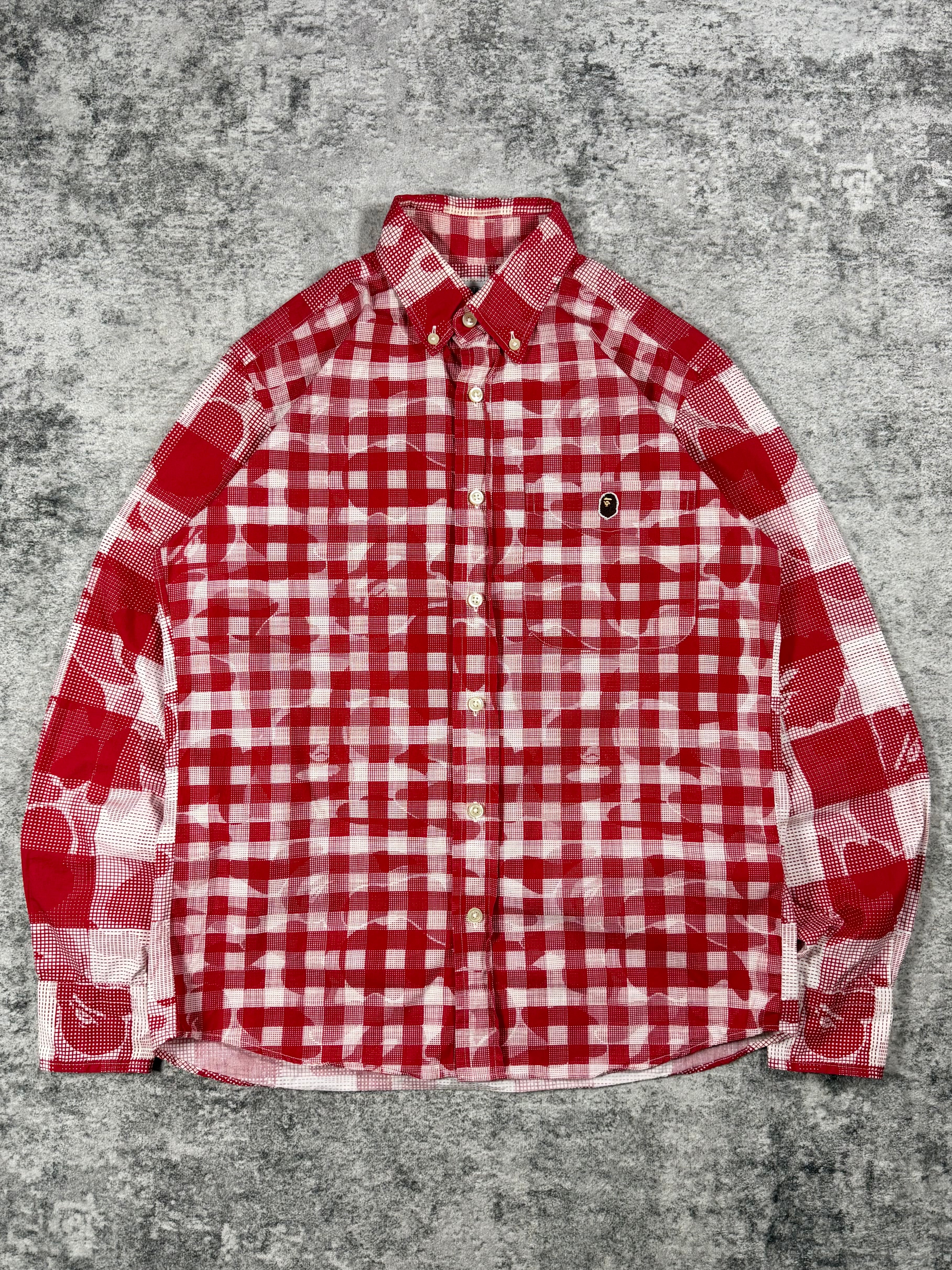 2000s A Bathing Ape ABC Camo Gingham Plaid Button-Up Shirt