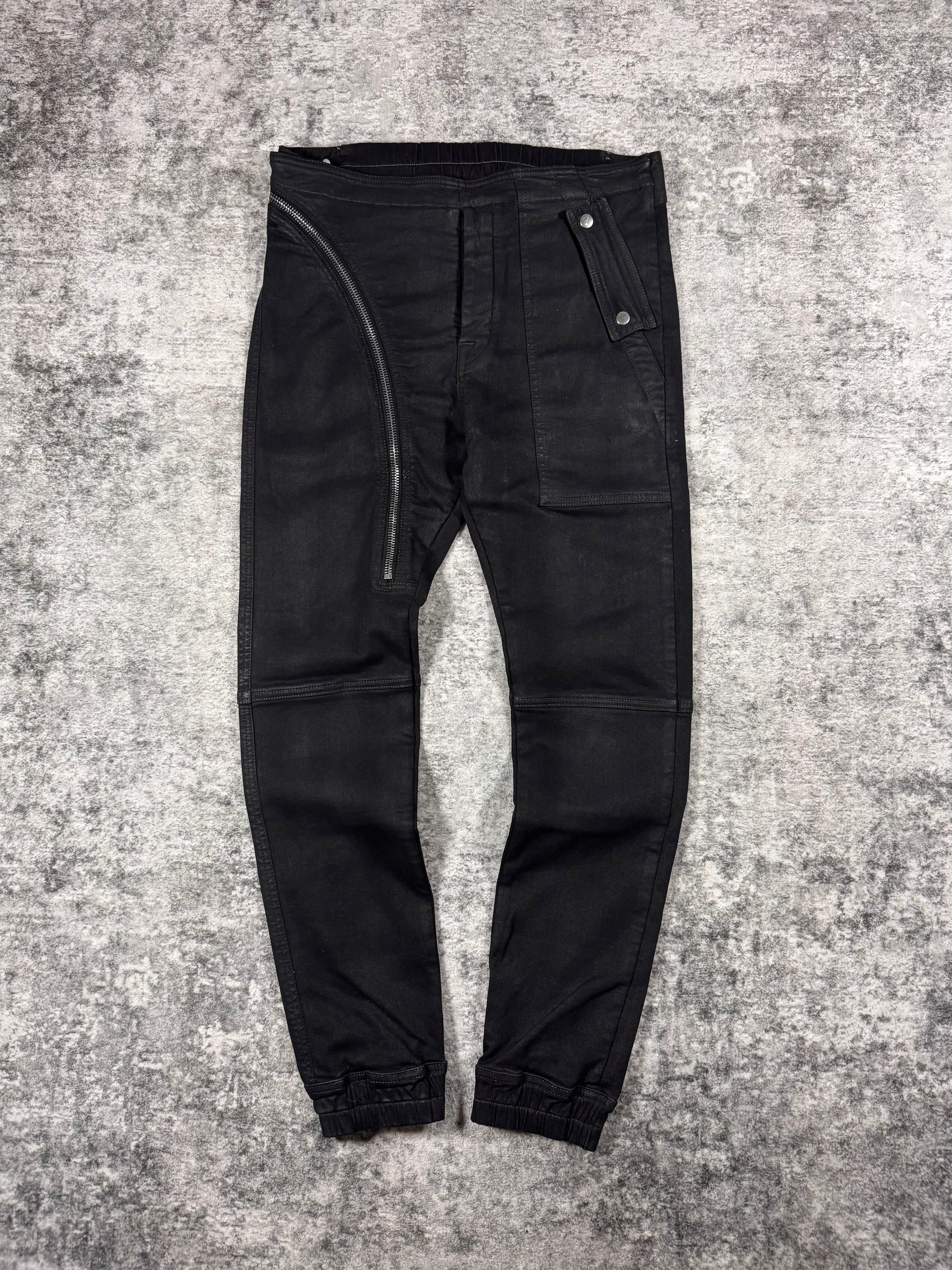 SS23 Rick Owens “EDFU” Black Waxed Jogger Aircut Denim