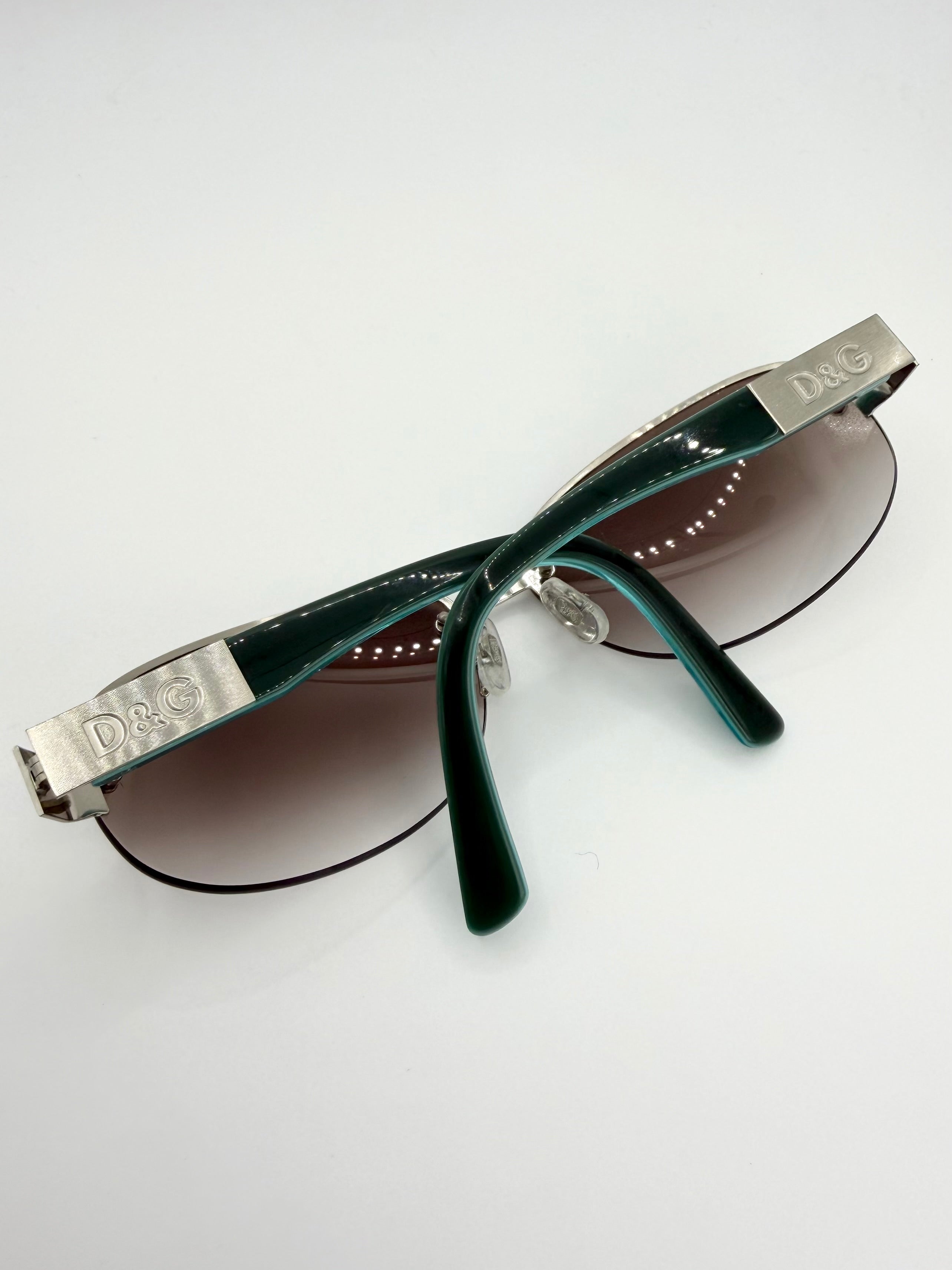 2000s Dolce & Gabbana ‘DD6038’ Teal Arm Rimless Sunglasses