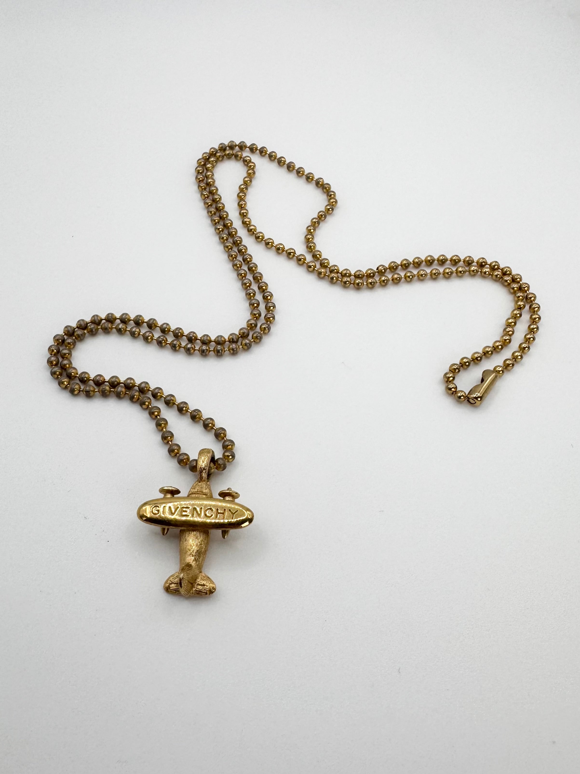 2000s Givenchy ‘Air Plane’ Gold Ball Chain Necklace