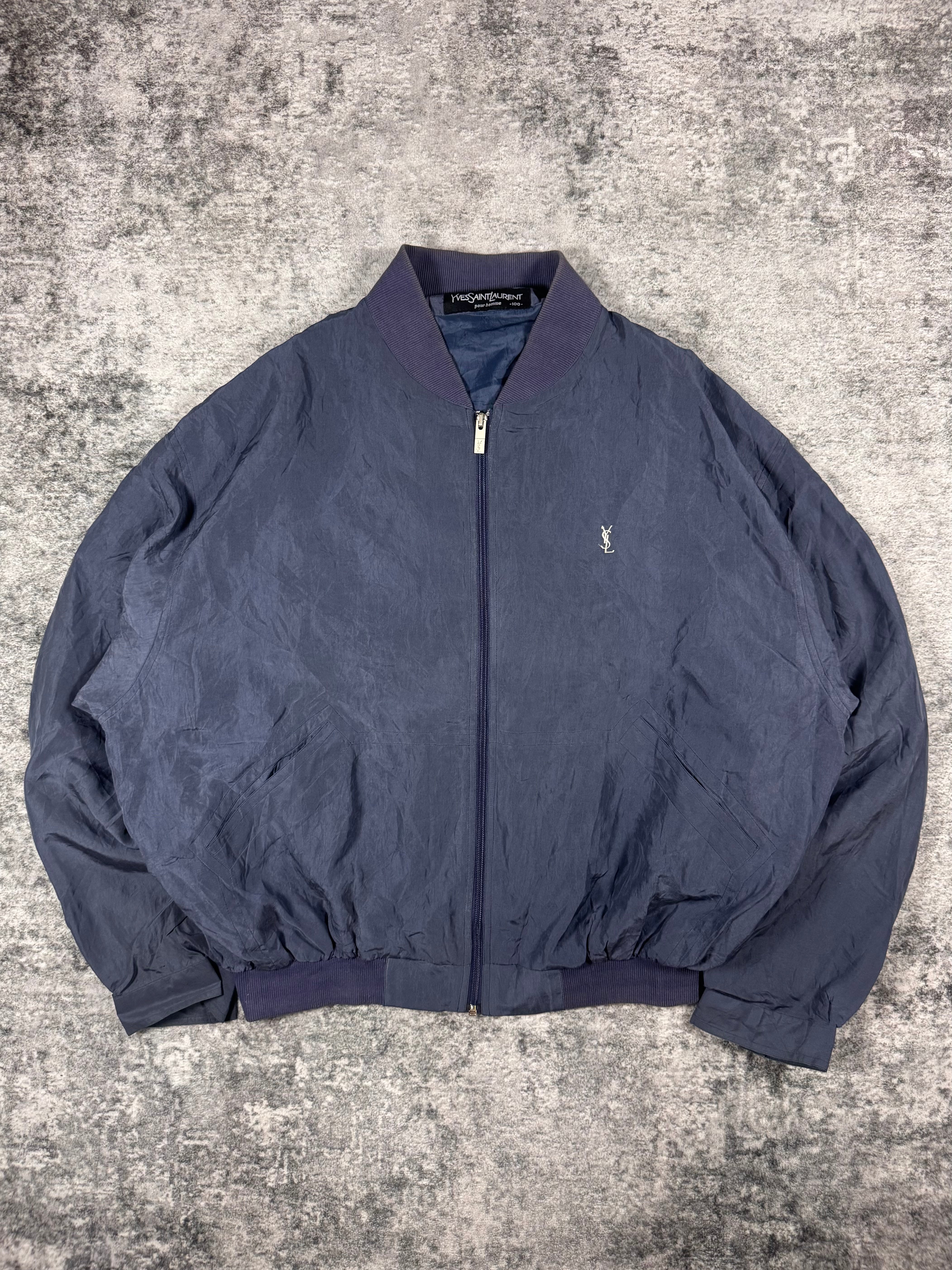 90s Yves Saint Laurent Sky Blue ‘YSL’ Logo Embroidery Jacket