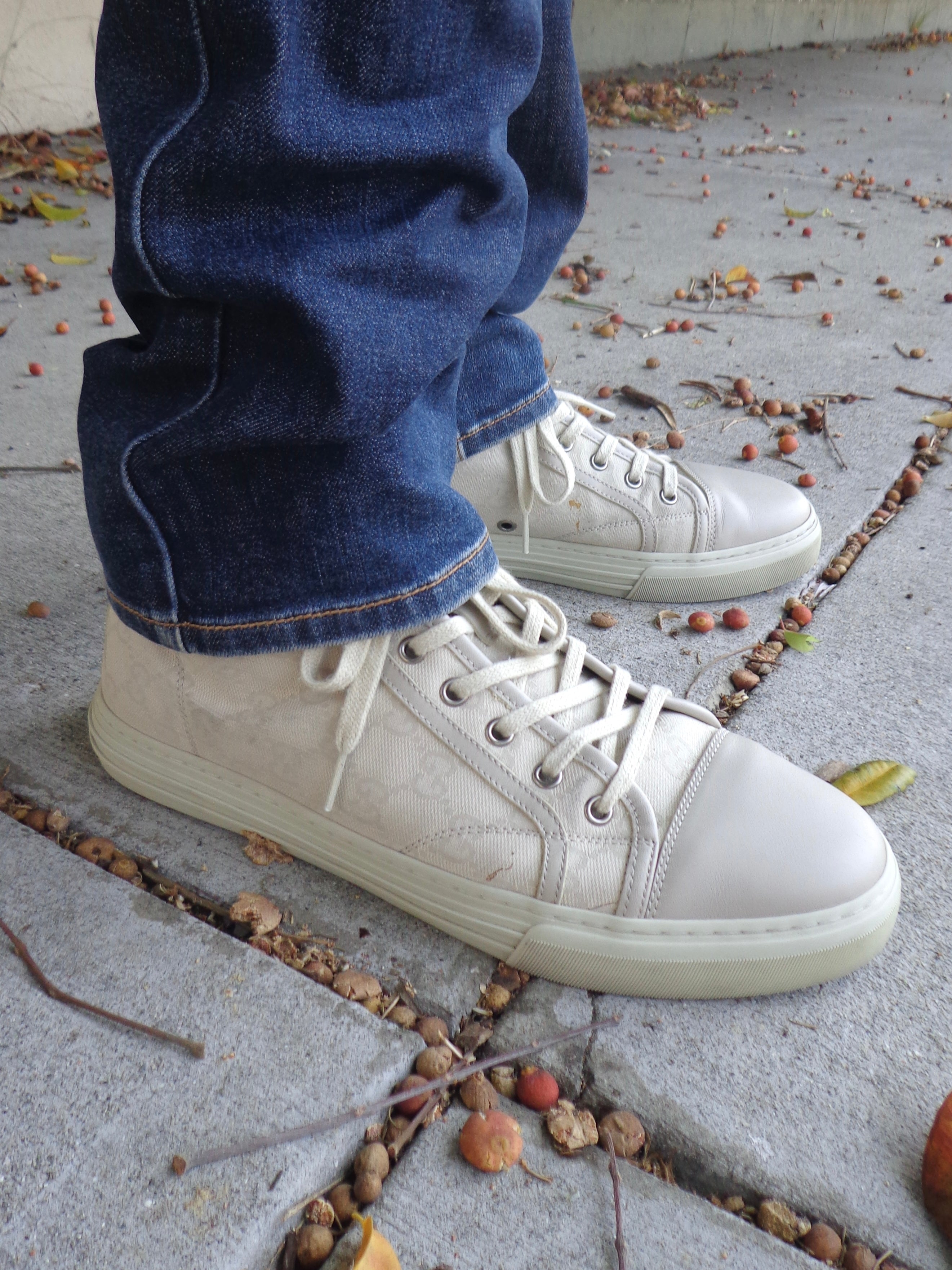 2000s Gucci Ivory ‘GG’ Monogram Canvas High-Top Sneakers