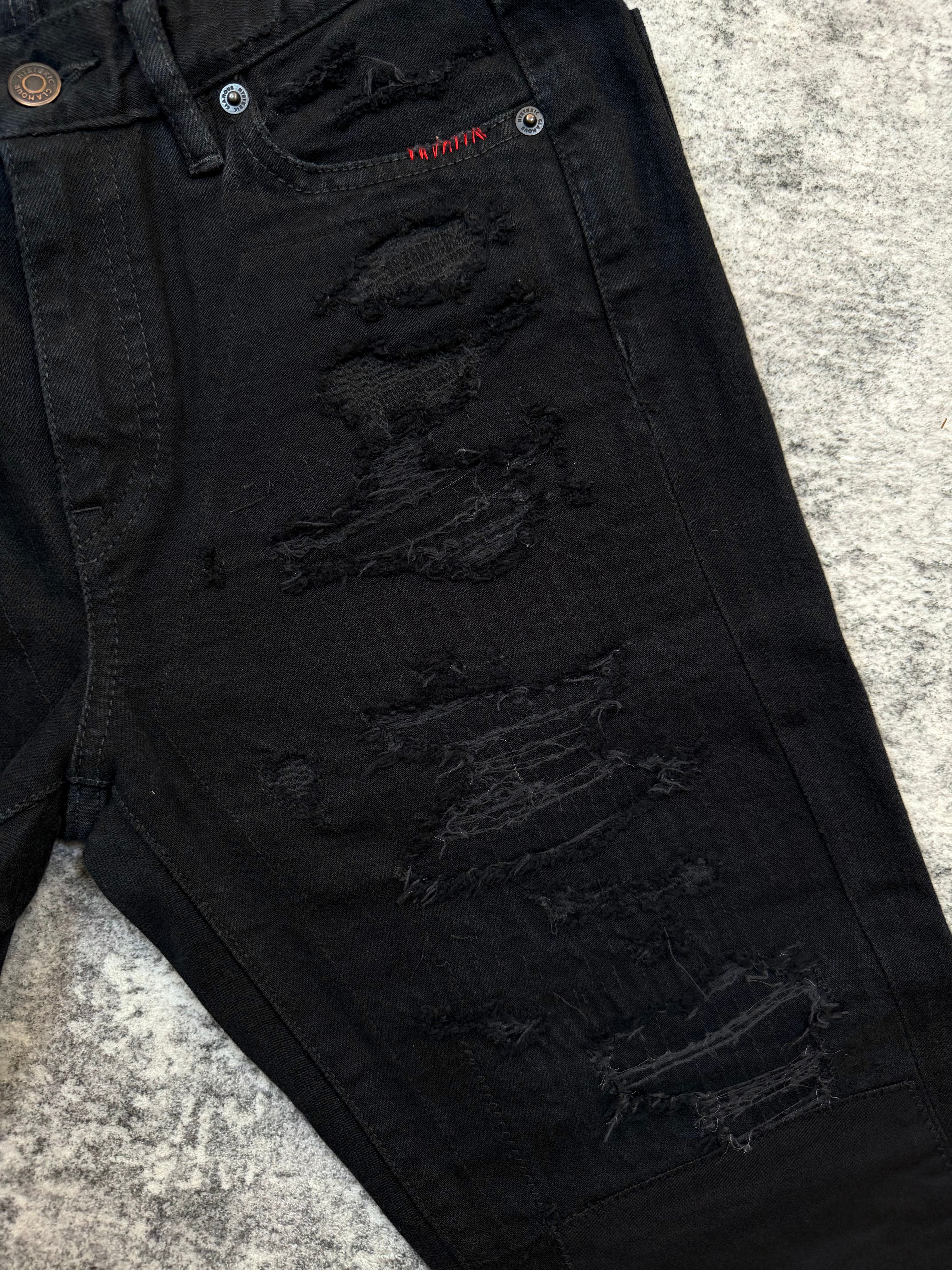 Hysteric Glamour ‘Sound & Vision’ Black Studded Patchwork Crash Denim