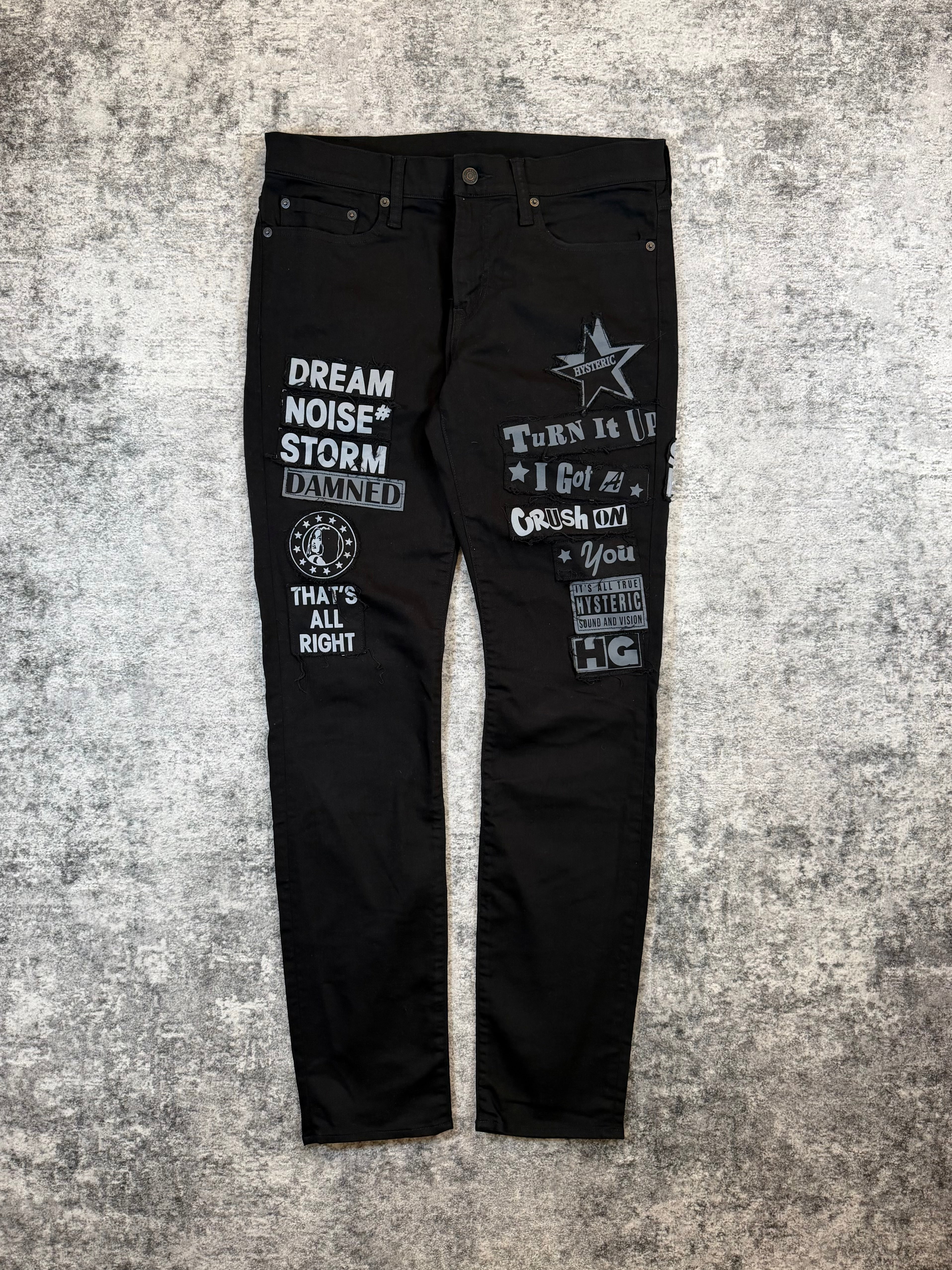 Hysteric Glamour ‘Kinky’ Black Punk Graffiti Patchwork Denim