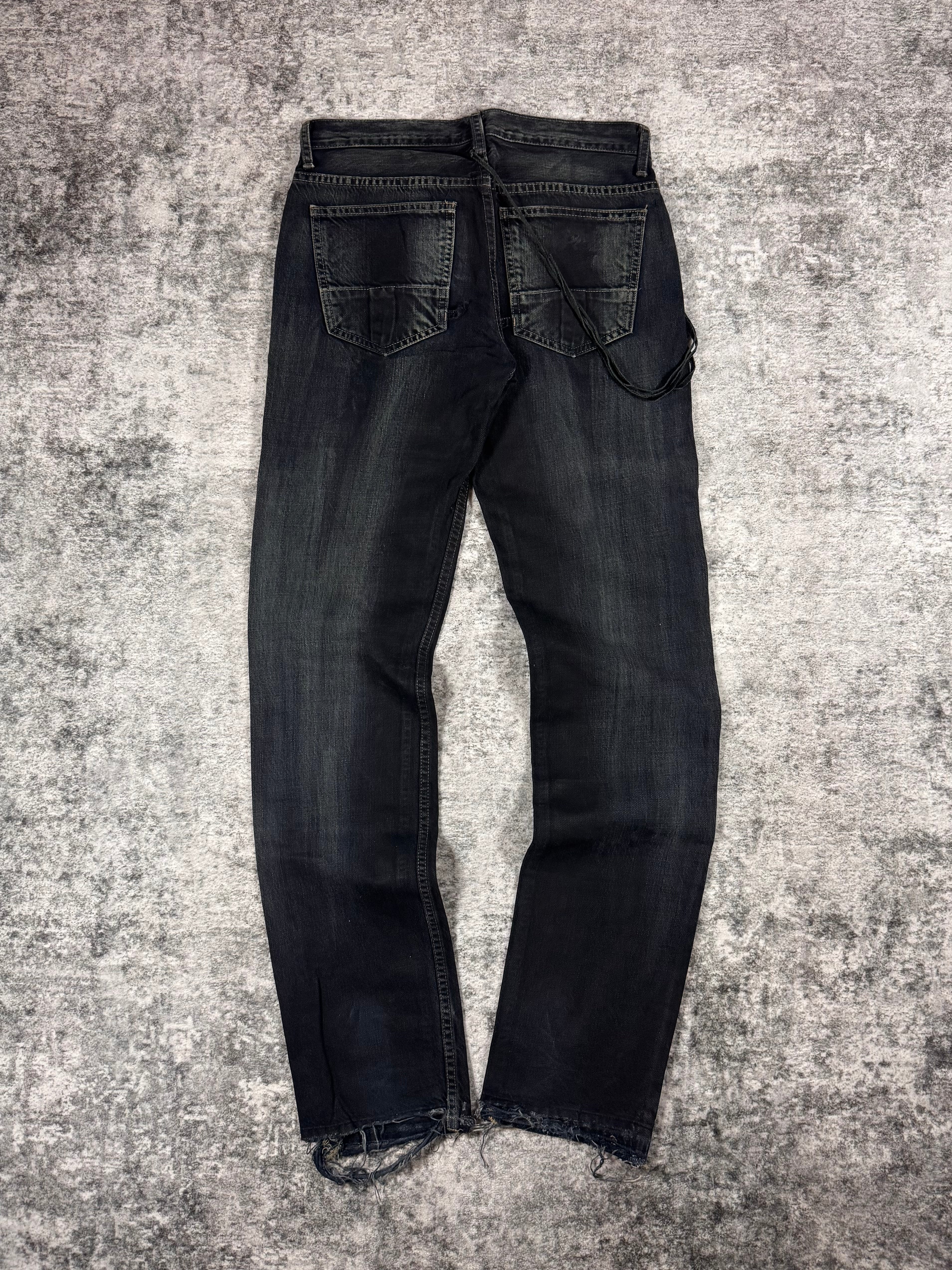 2000s Rick Owens SLAB Waxed ‘Oil Spill’ Suede Link Denim