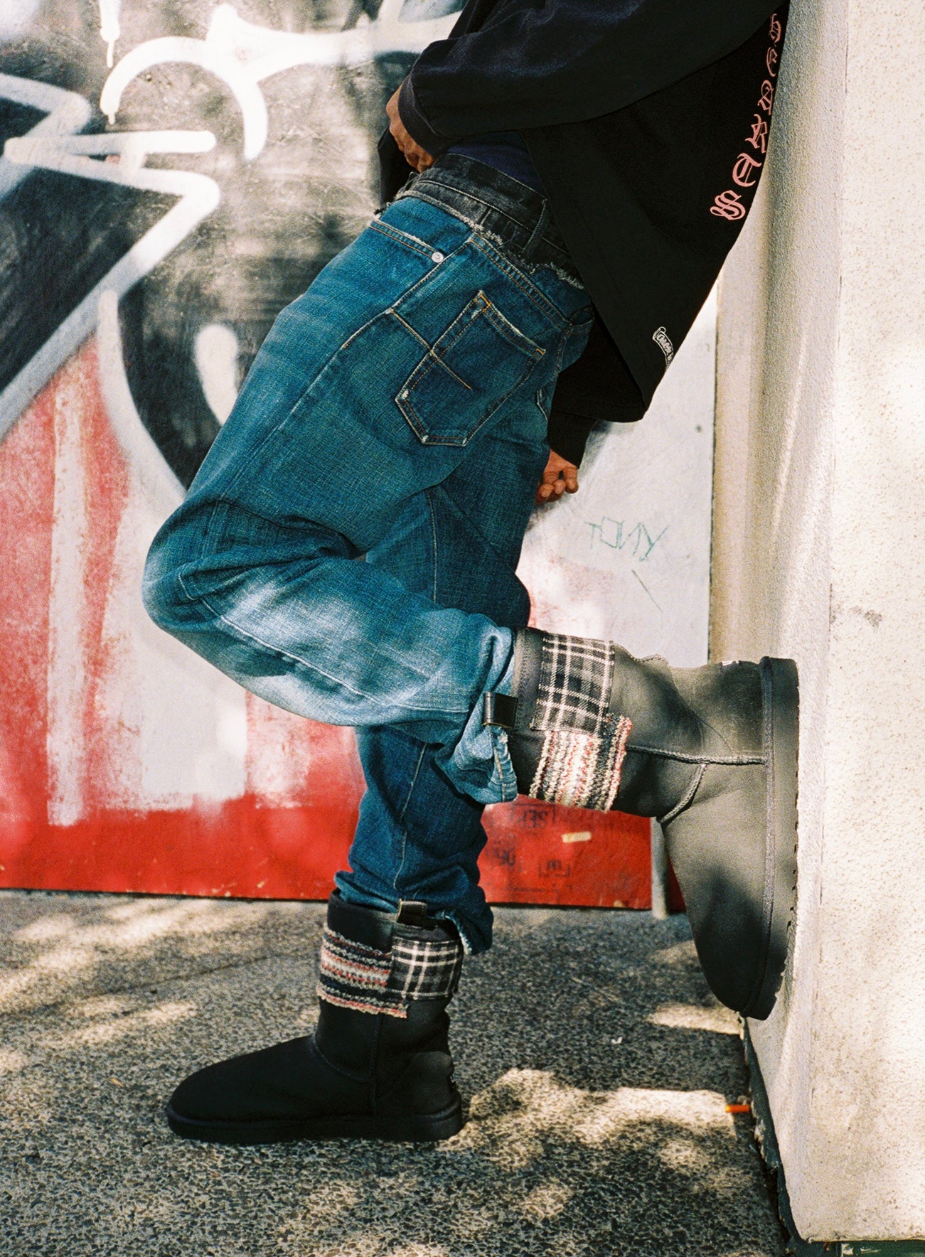 AW13 Junya Watanabe eYe MAN x UGG Plaid Patchwork Shearling Boots