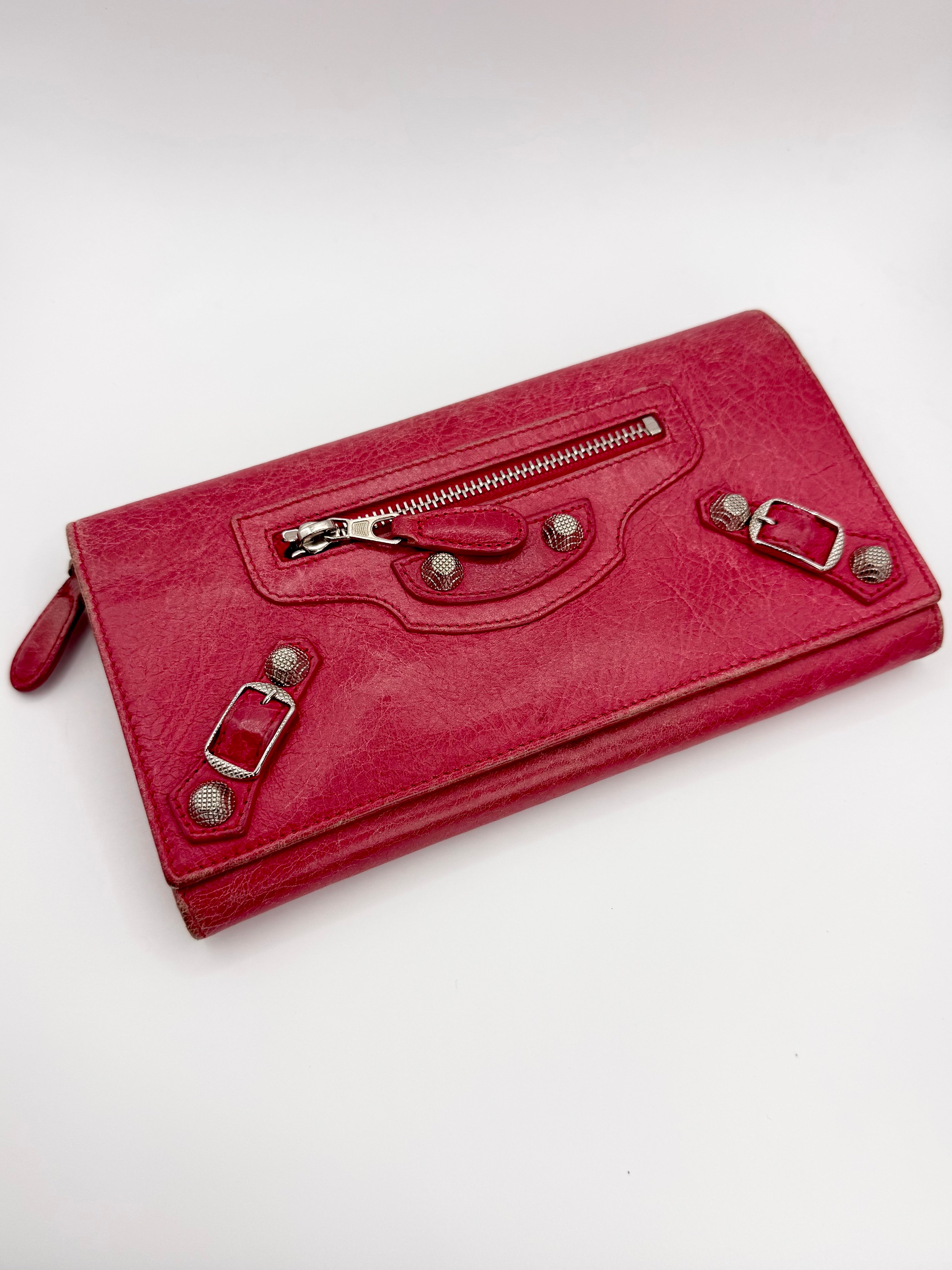 2010s Balenciaga ‘Rouge Pivoine’ City Leather Wallet