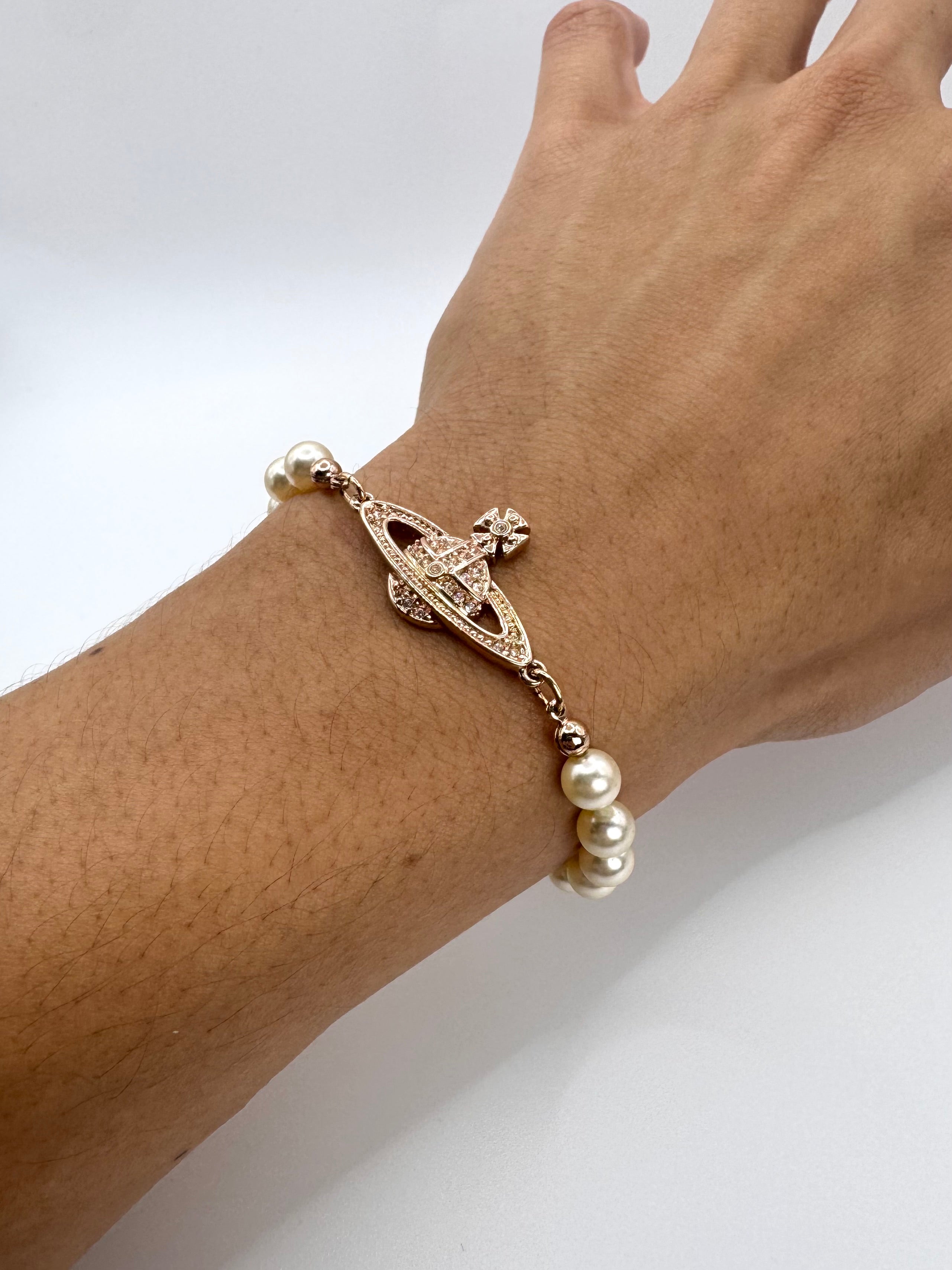 Vivienne Westwood Rose Gold ‘Pearl Chain’ Orb Bracelet