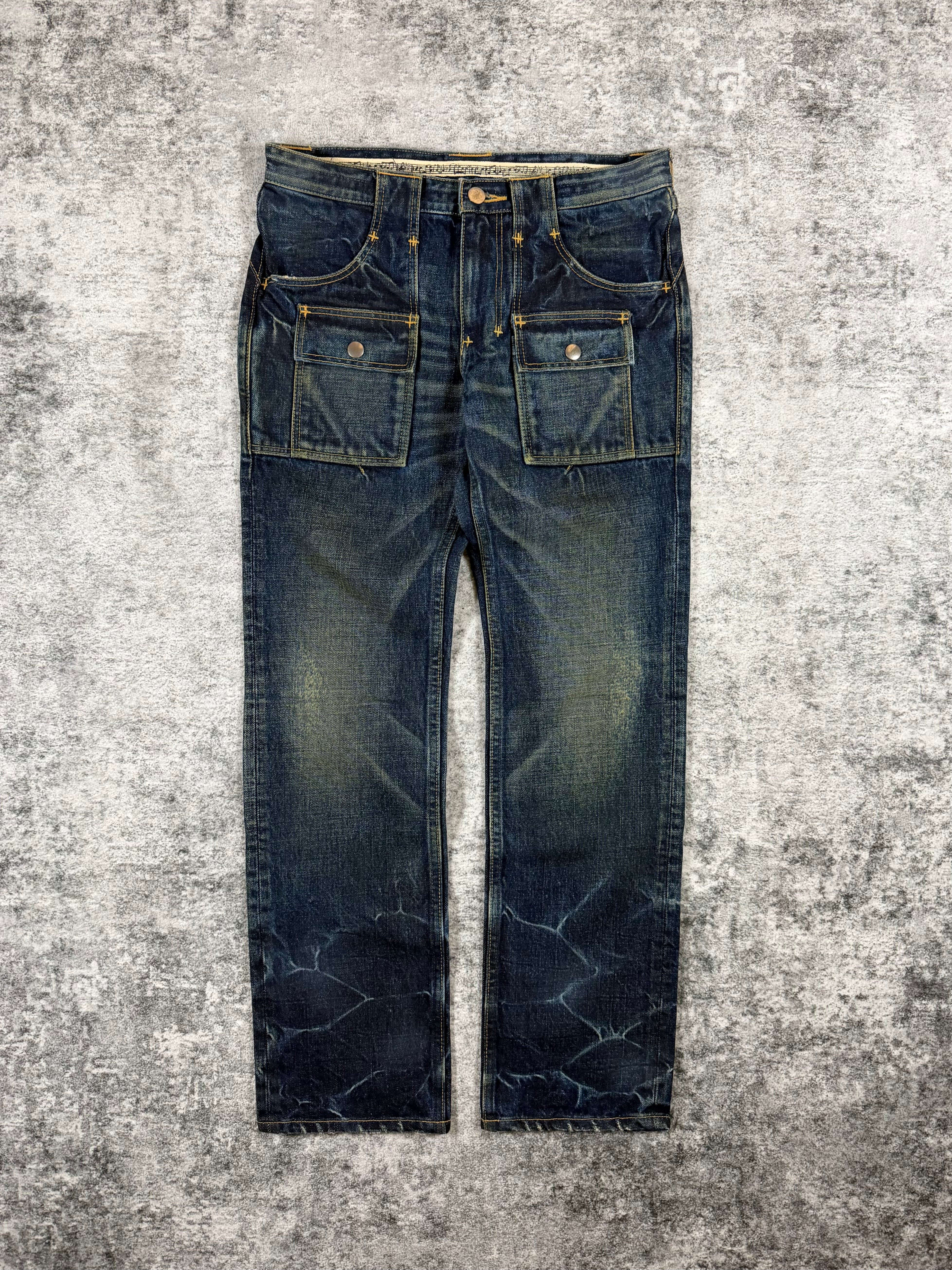 SS09 Number (N)ine “The Lonesome Heroes” Mudwash Honeycomb Pain Cargo Denim