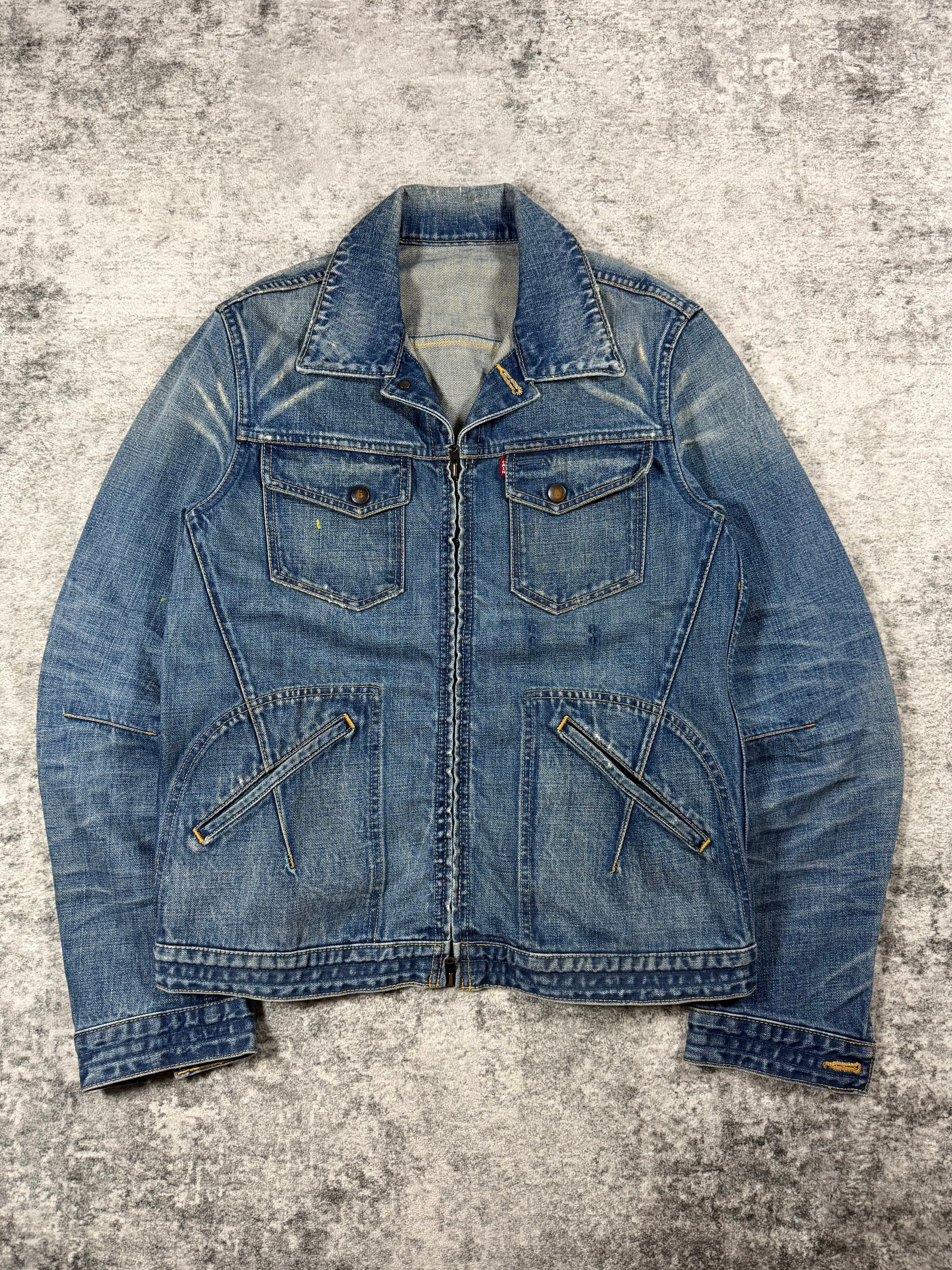 SS07 Number (N)ine “About A Boy” Faded Indigo Pain Denim Jacket