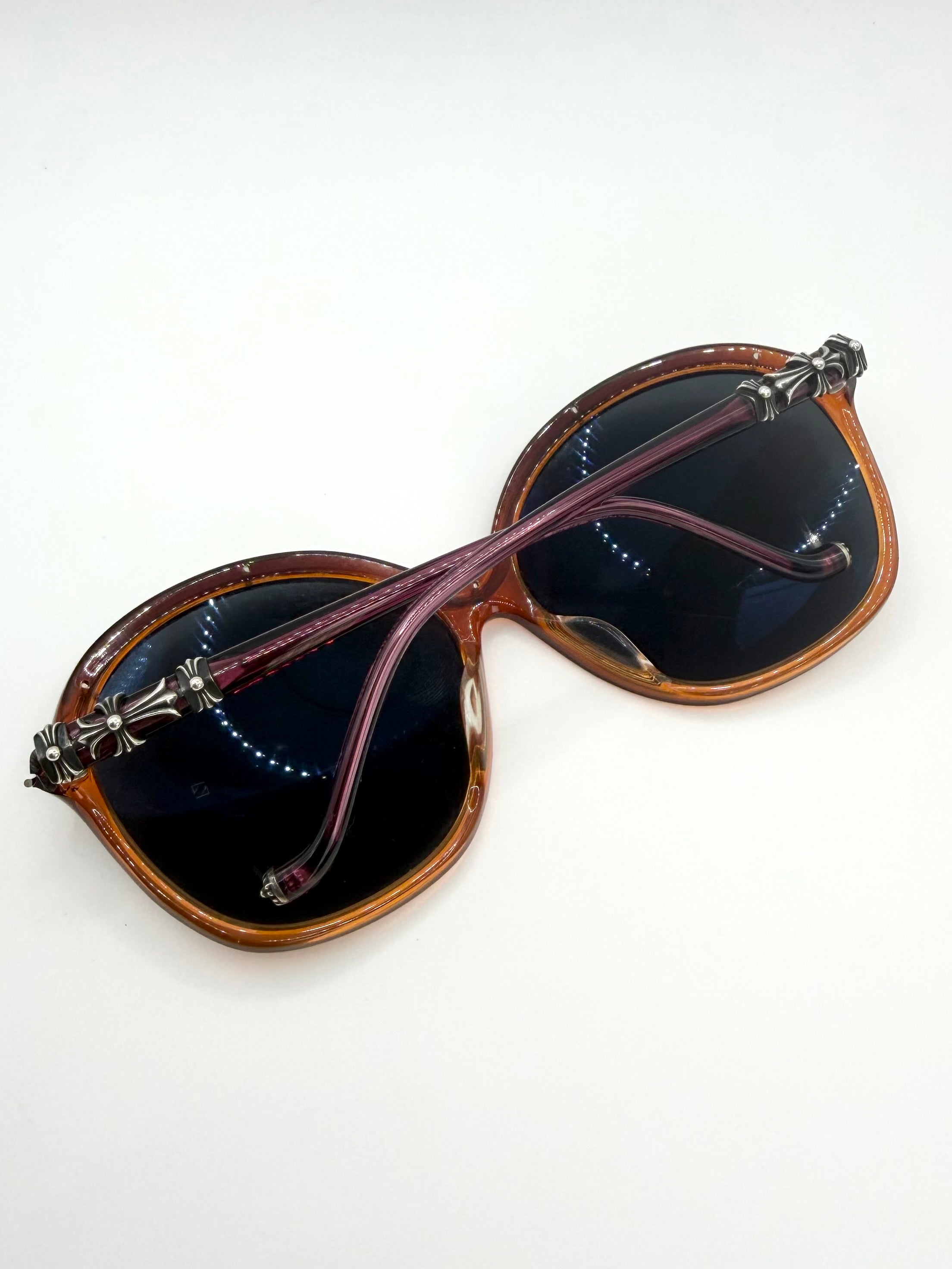 2000s Chrome Hearts “Cock A Roach” Cemetery Cross Oval Sunglasses