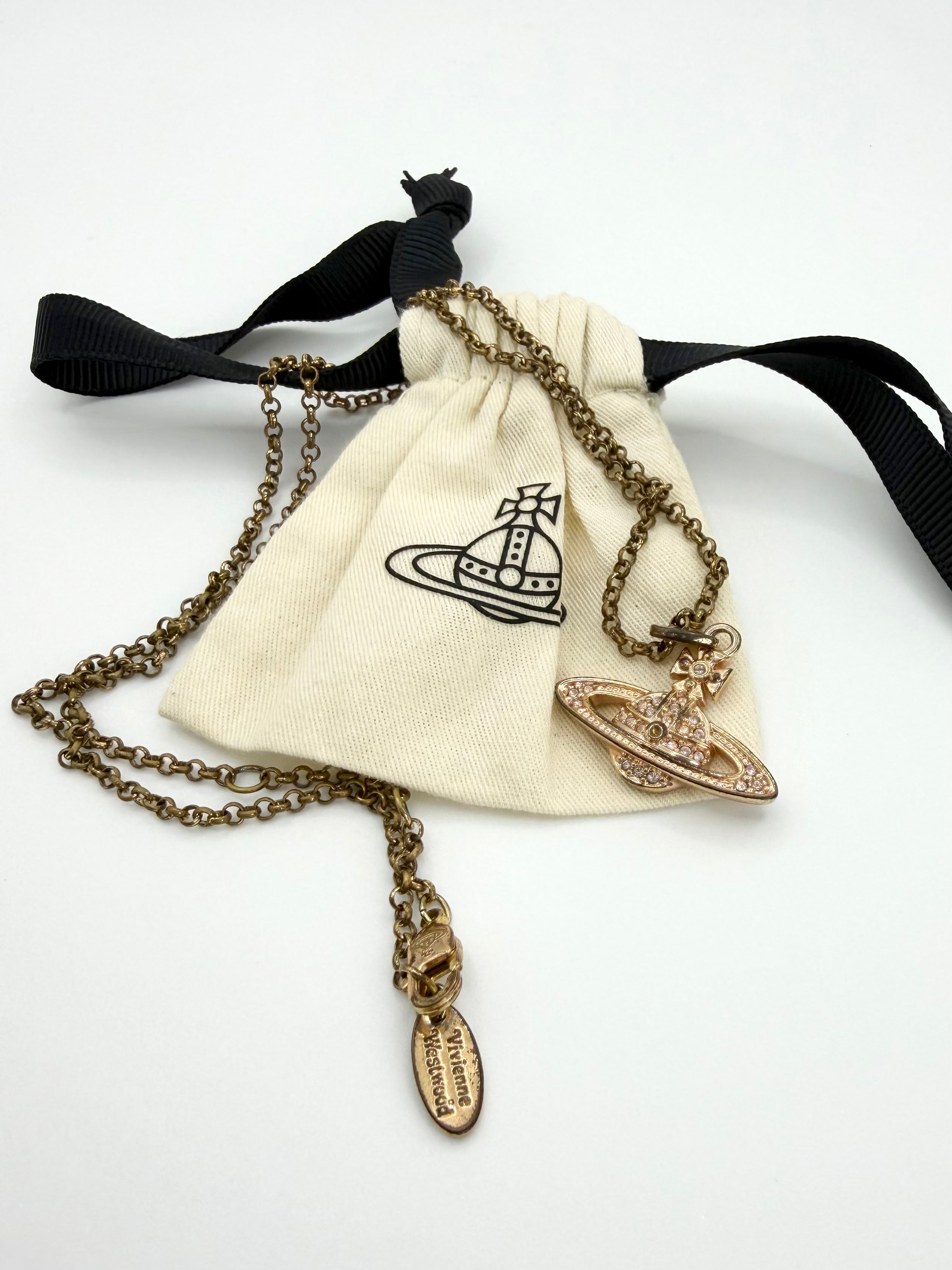 Vivienne Westwood ‘Mini Bas Relief’ Rose Gold Orb Necklace