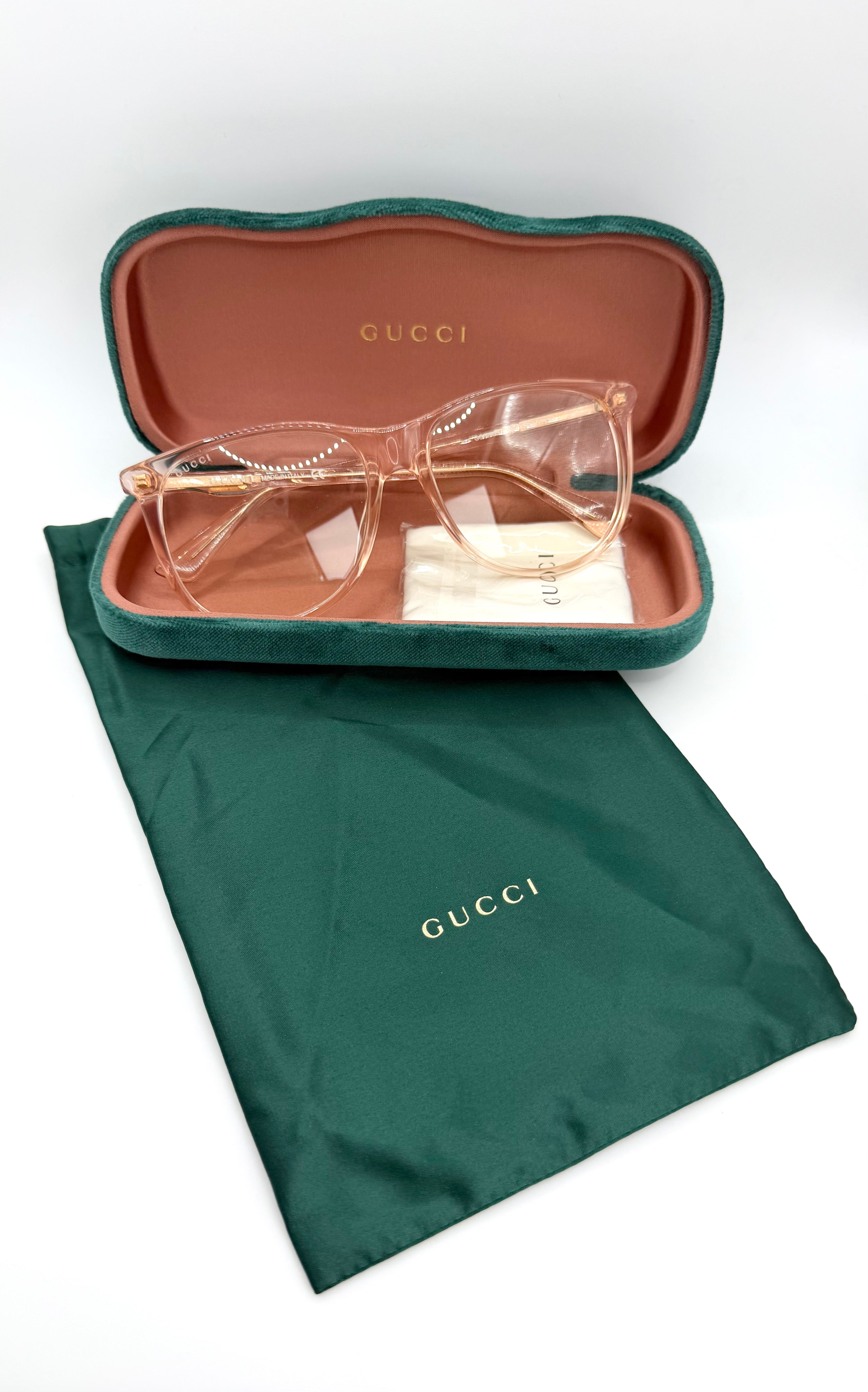 Gucci ‘GG0263S’ Translucent Peach  Oversized Glass Frames