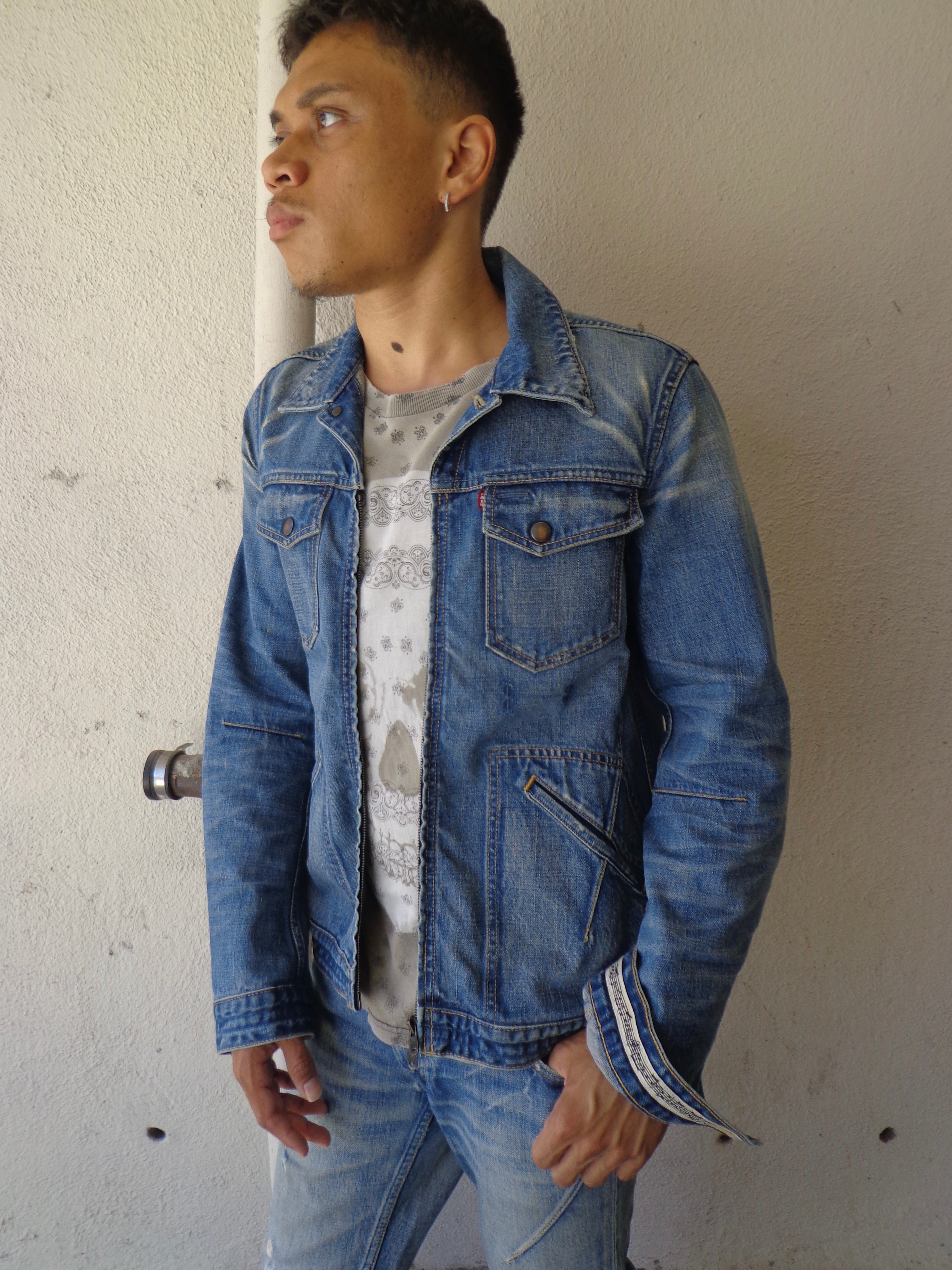 SS07 Number (N)ine “About A Boy” Faded Indigo Pain Denim Jacket