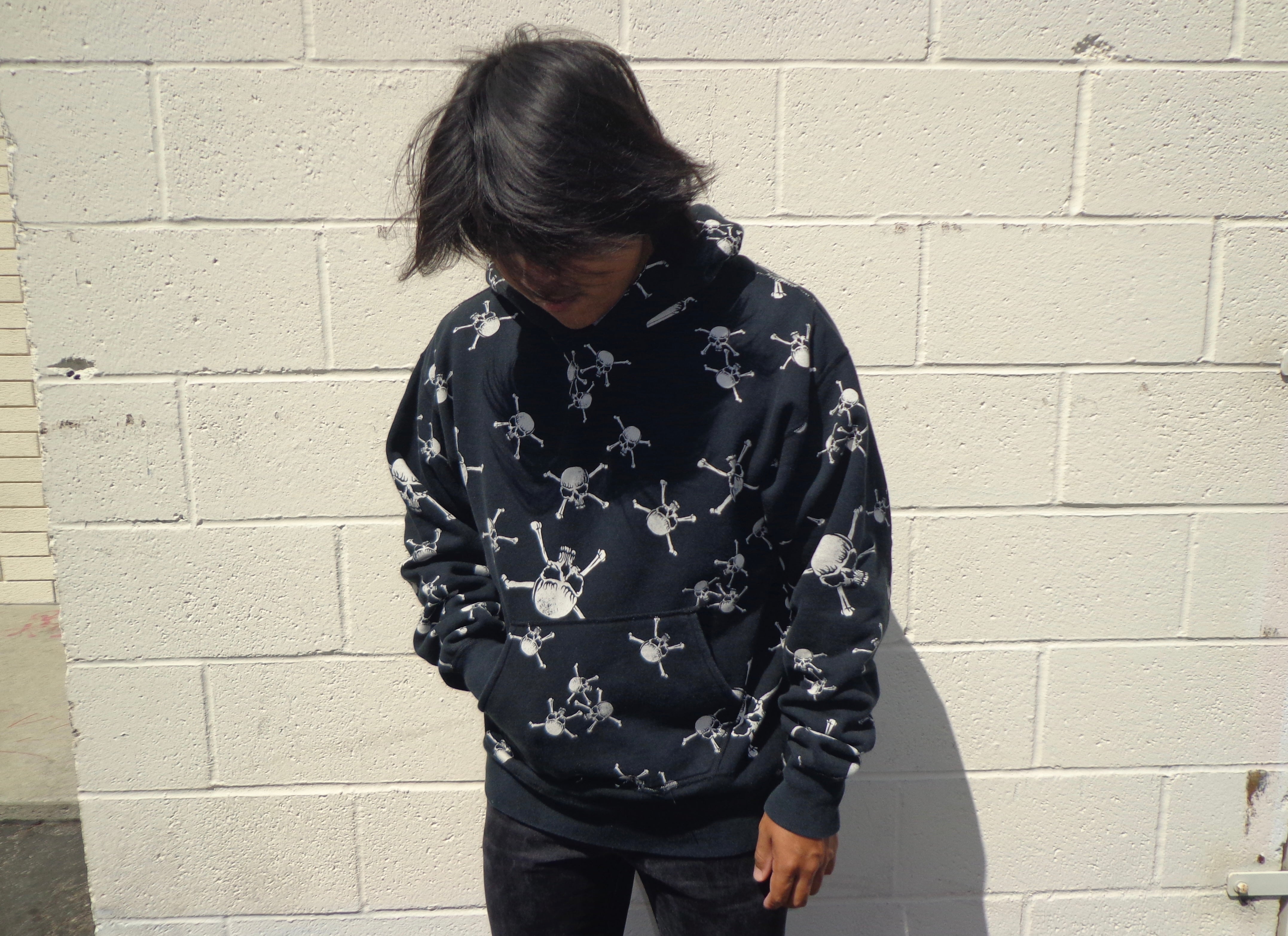 FW23 Saint Michael All-Over Cross-Bone Skull Hoodie