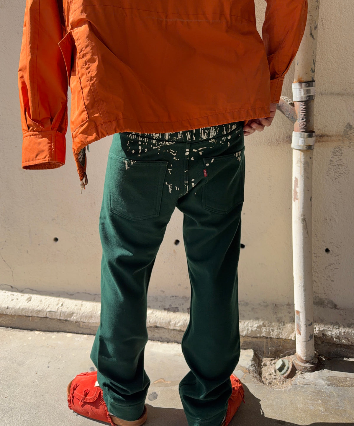 AW02 Junya Watanabe MAN x Levi’s ‘Greenwich Pigs’ Distressed Green Wool Trousers