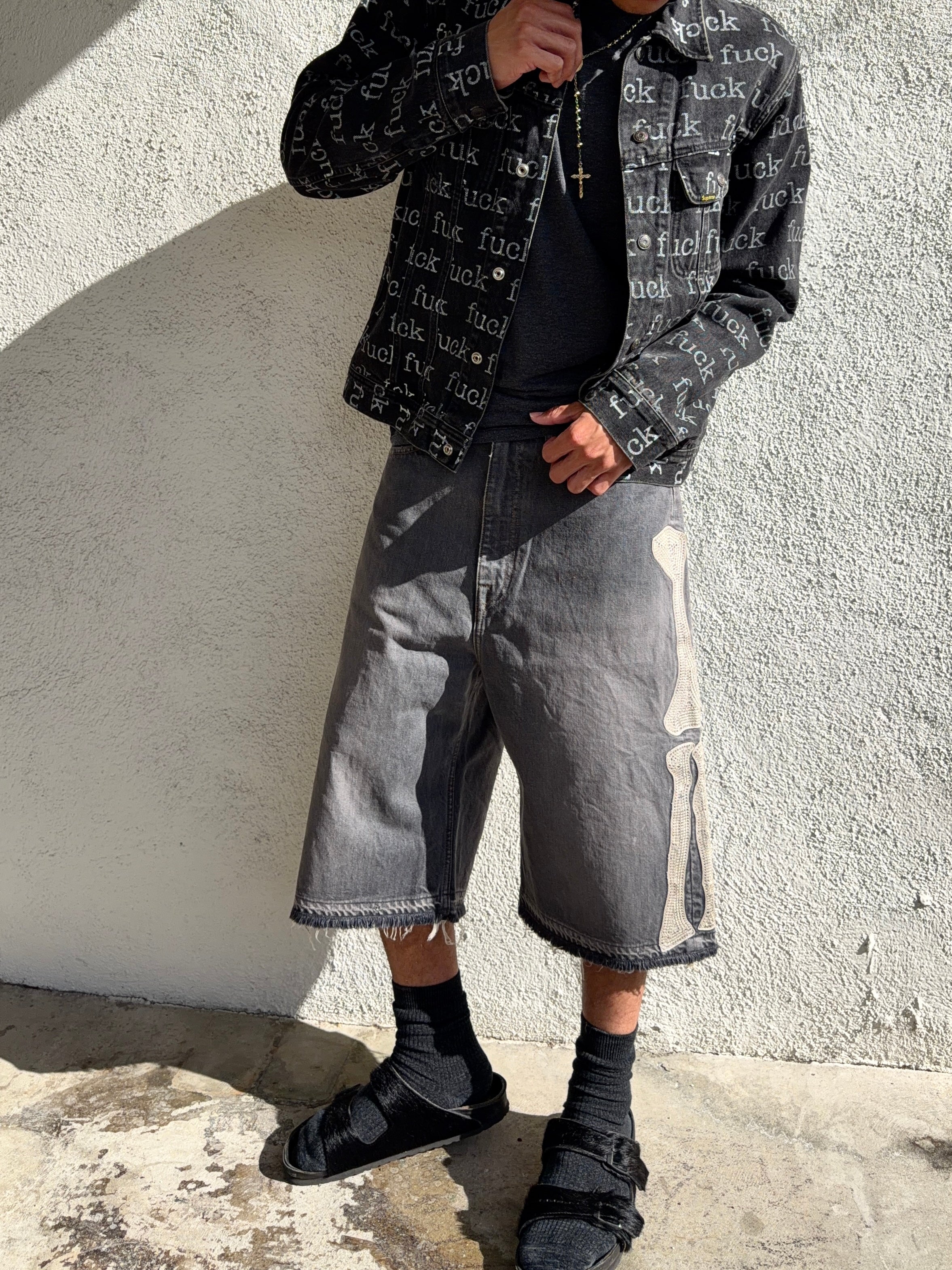 Kapital Kountry ‘5P Bone’ 14oz Grey Denim Shorts