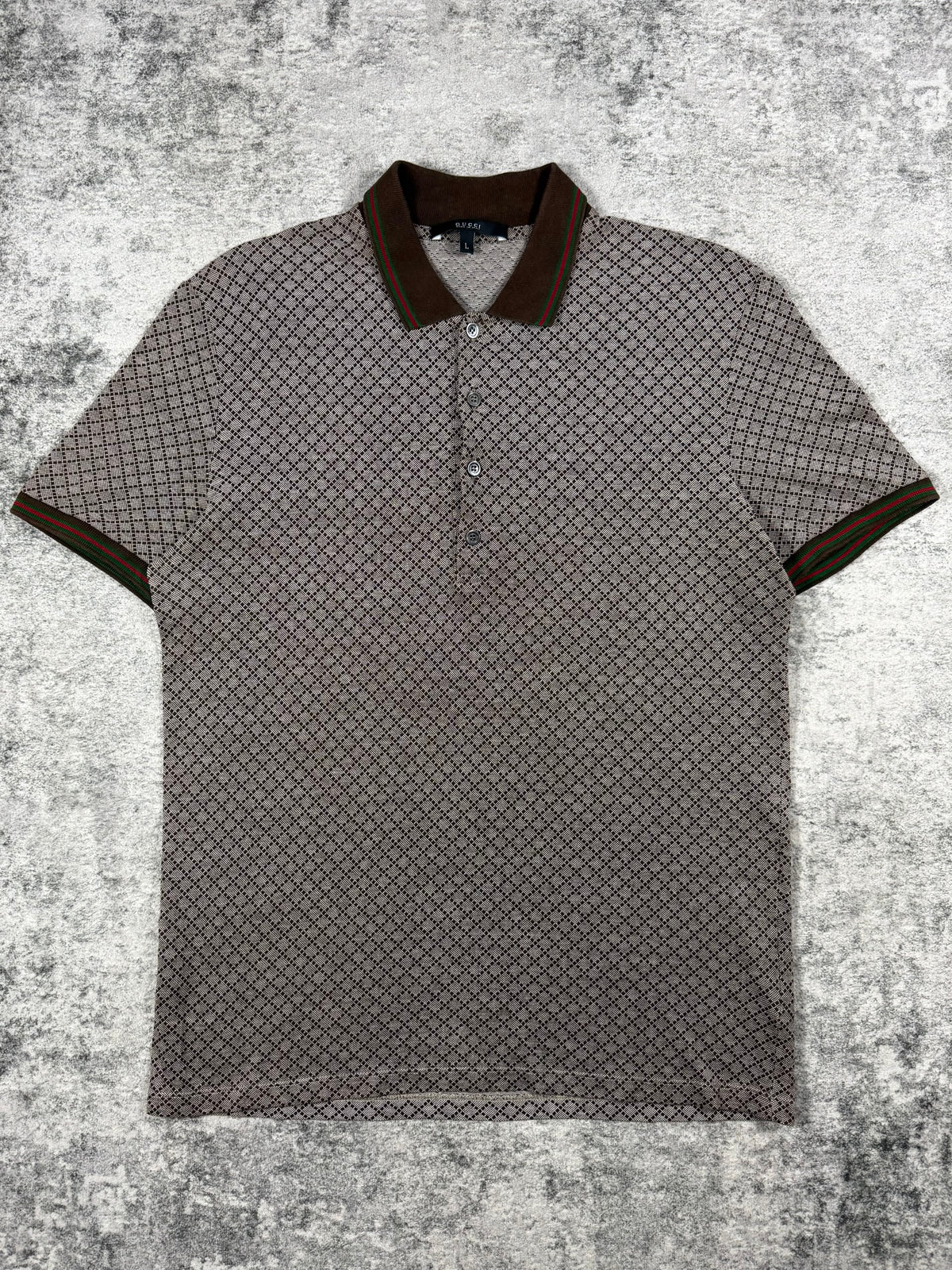 2010 Gucci Diamante Monogram Web Stripe Polo Shirt