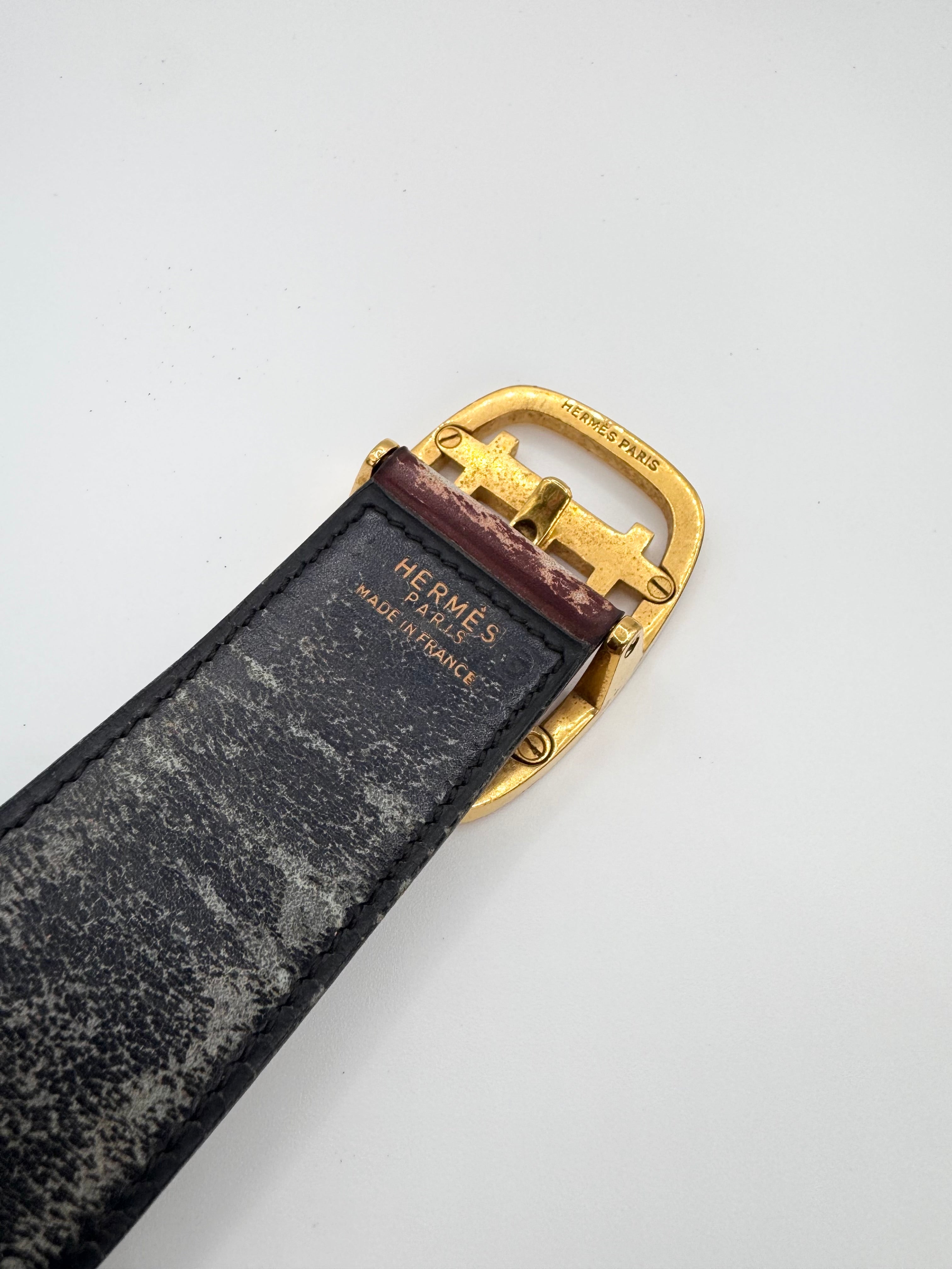 2000s Hermès Bordeaux Constance ‘H’ Leather Belt