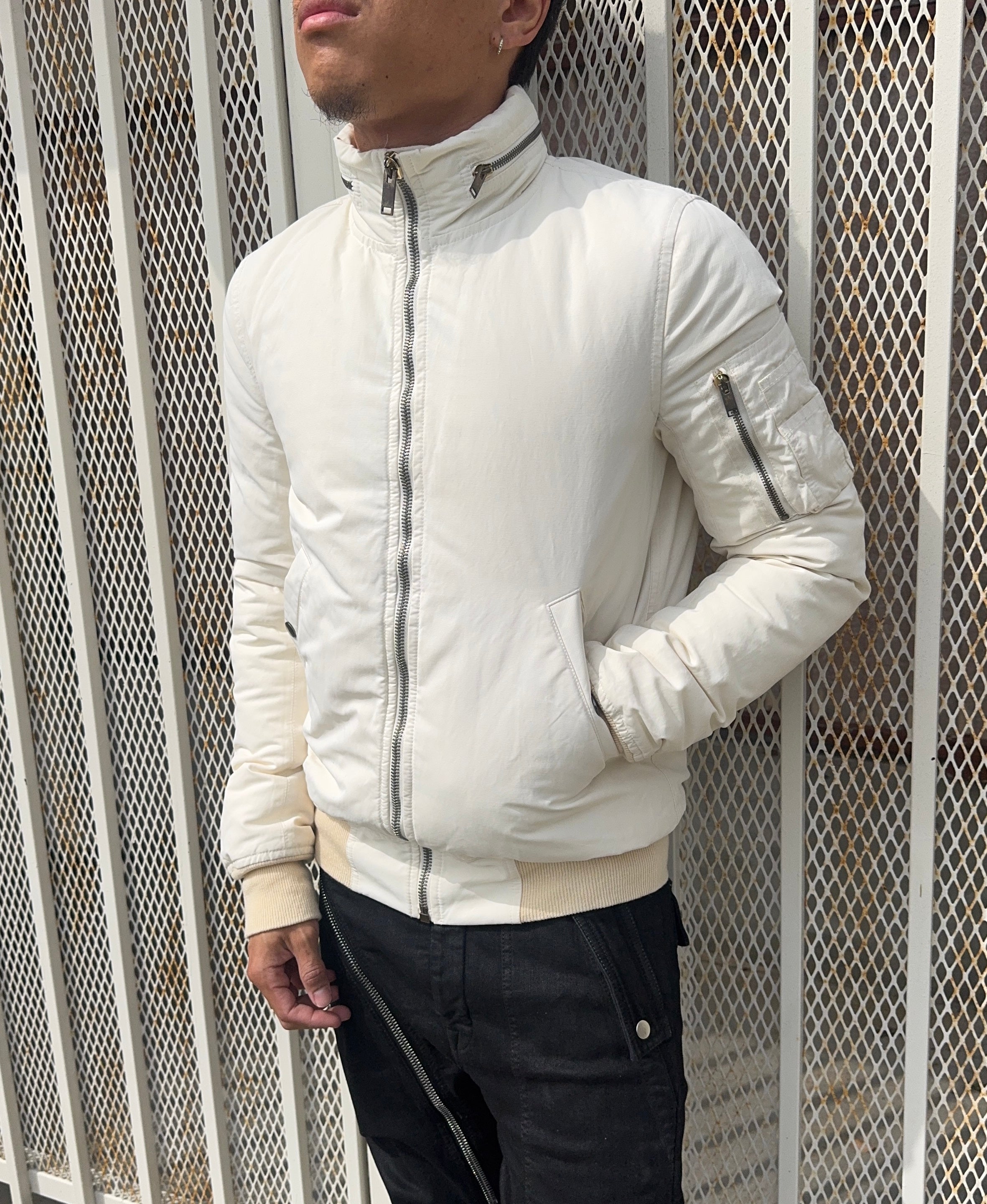 FW13 Rick Owens “Plinth” Milk Hooded Down Bomber Jacket