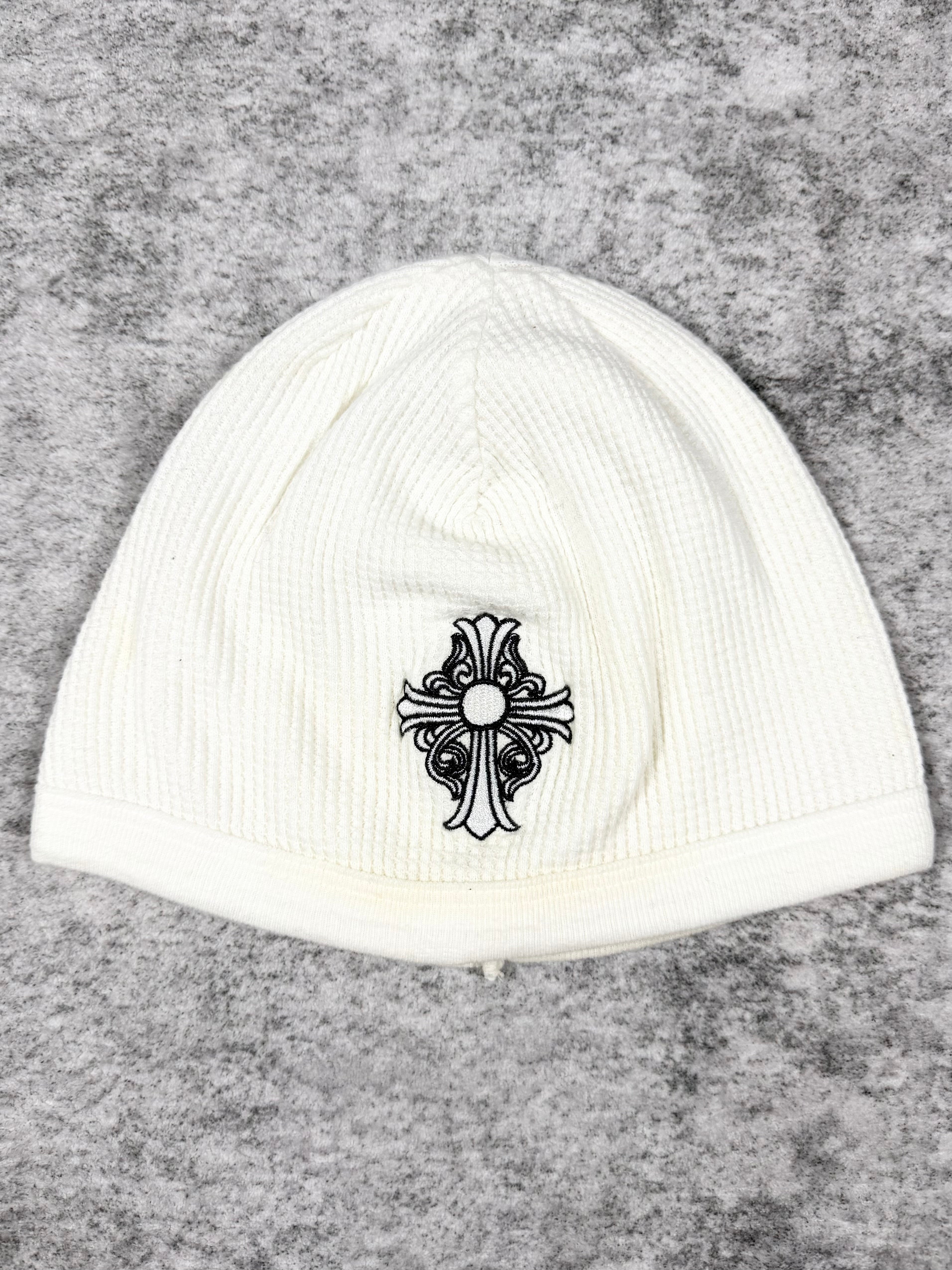 2000s Chrome Hearts ‘Hairy Cross’ Vintage White Thermal Beanie