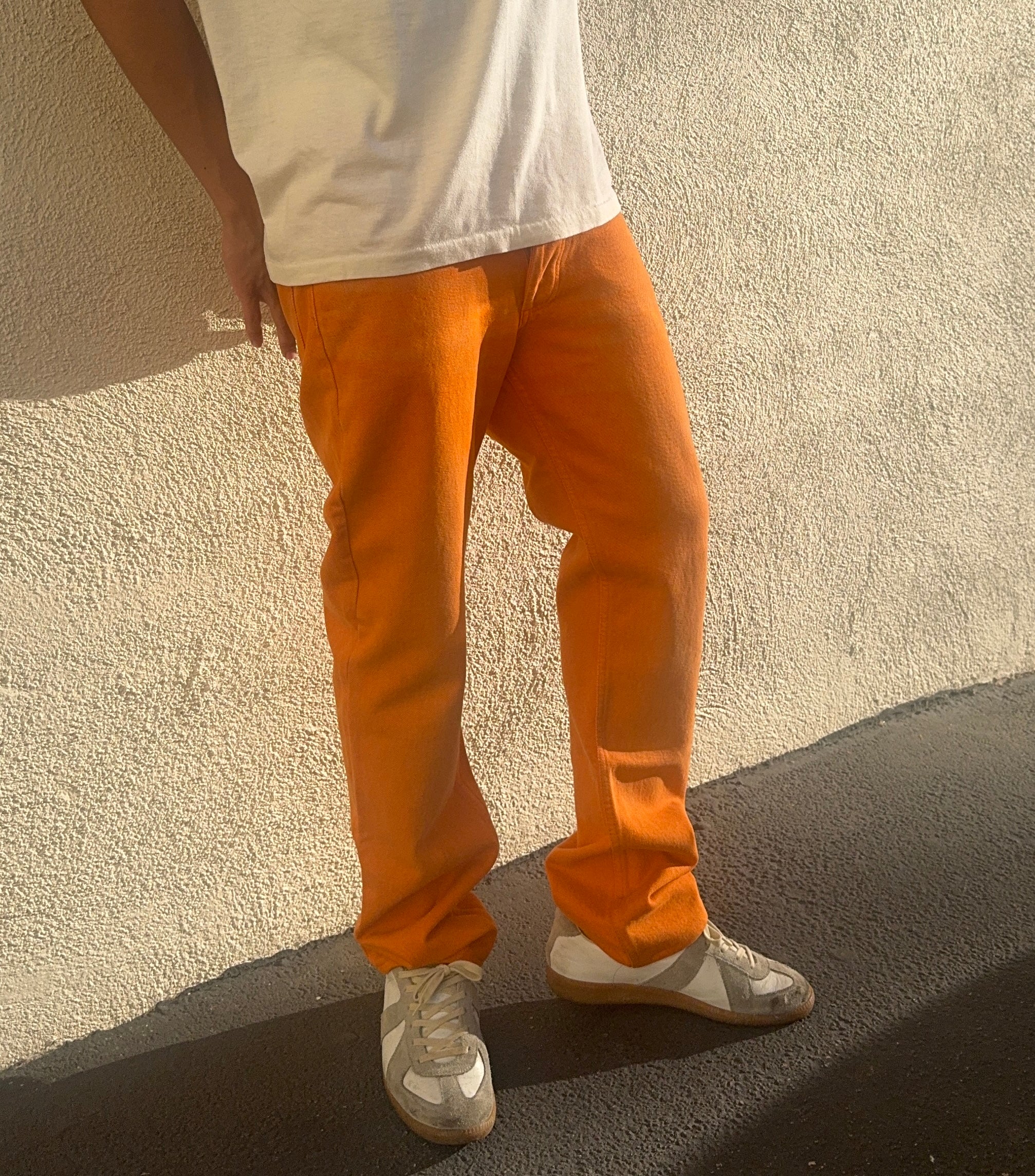 SS00 Helmut Lang ‘Safety Orange’ Sanded Denim