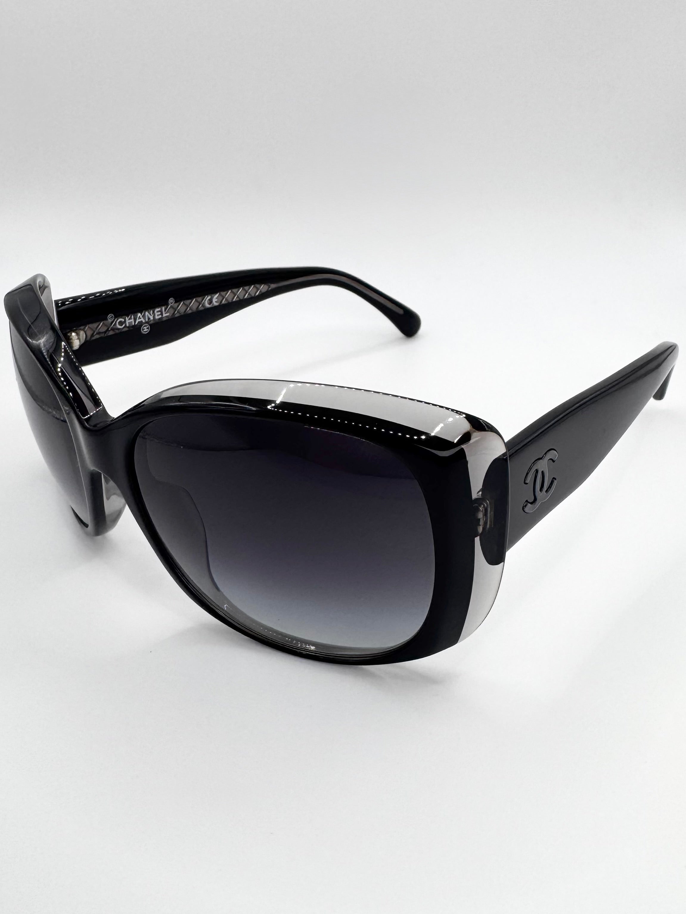 2000s Chanel ‘40919A’ Translucent Frame Shield Sunglasses