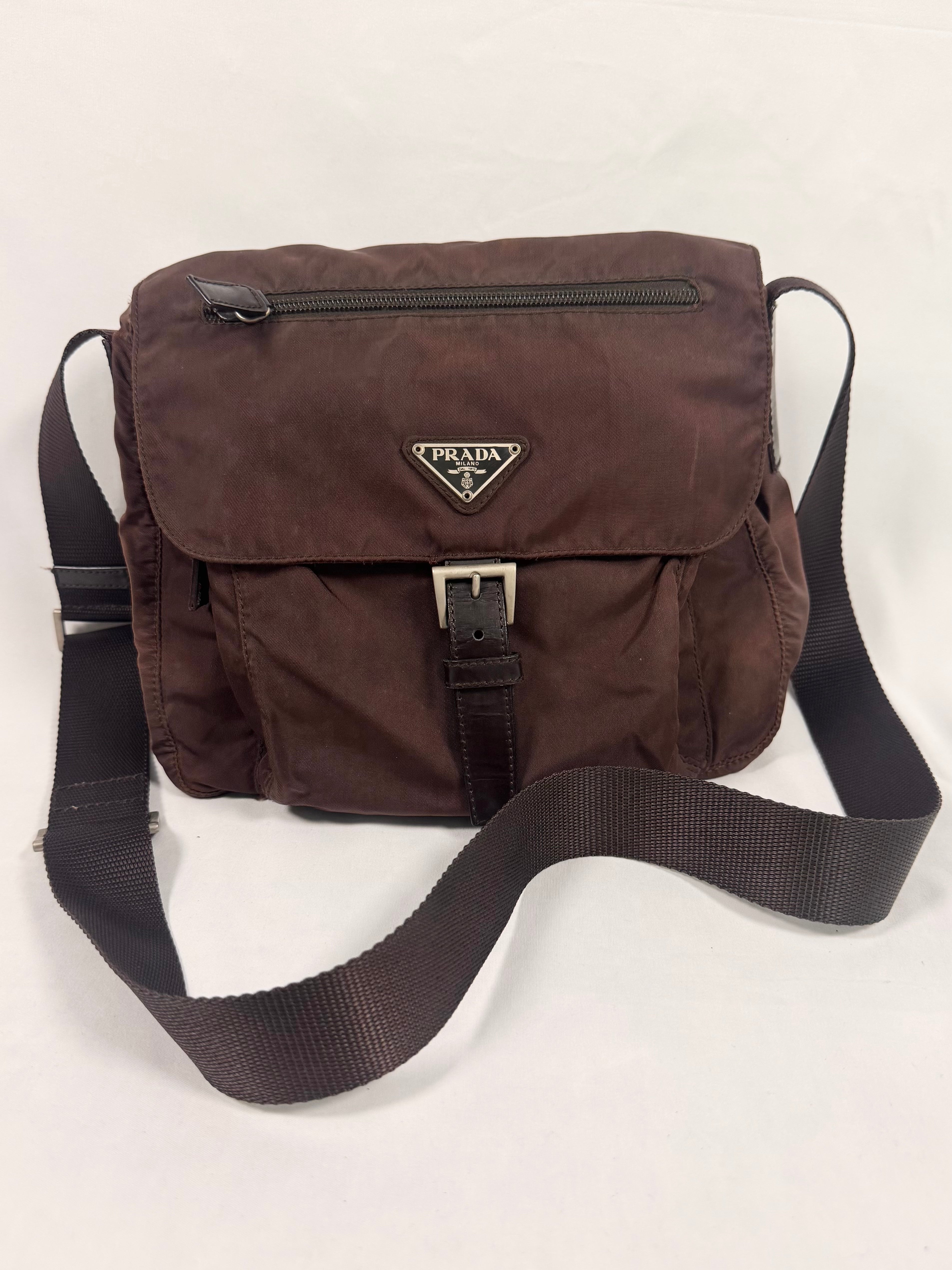 2000s Prada Milano ‘Chocolate’ Nylon Crossbody Bag