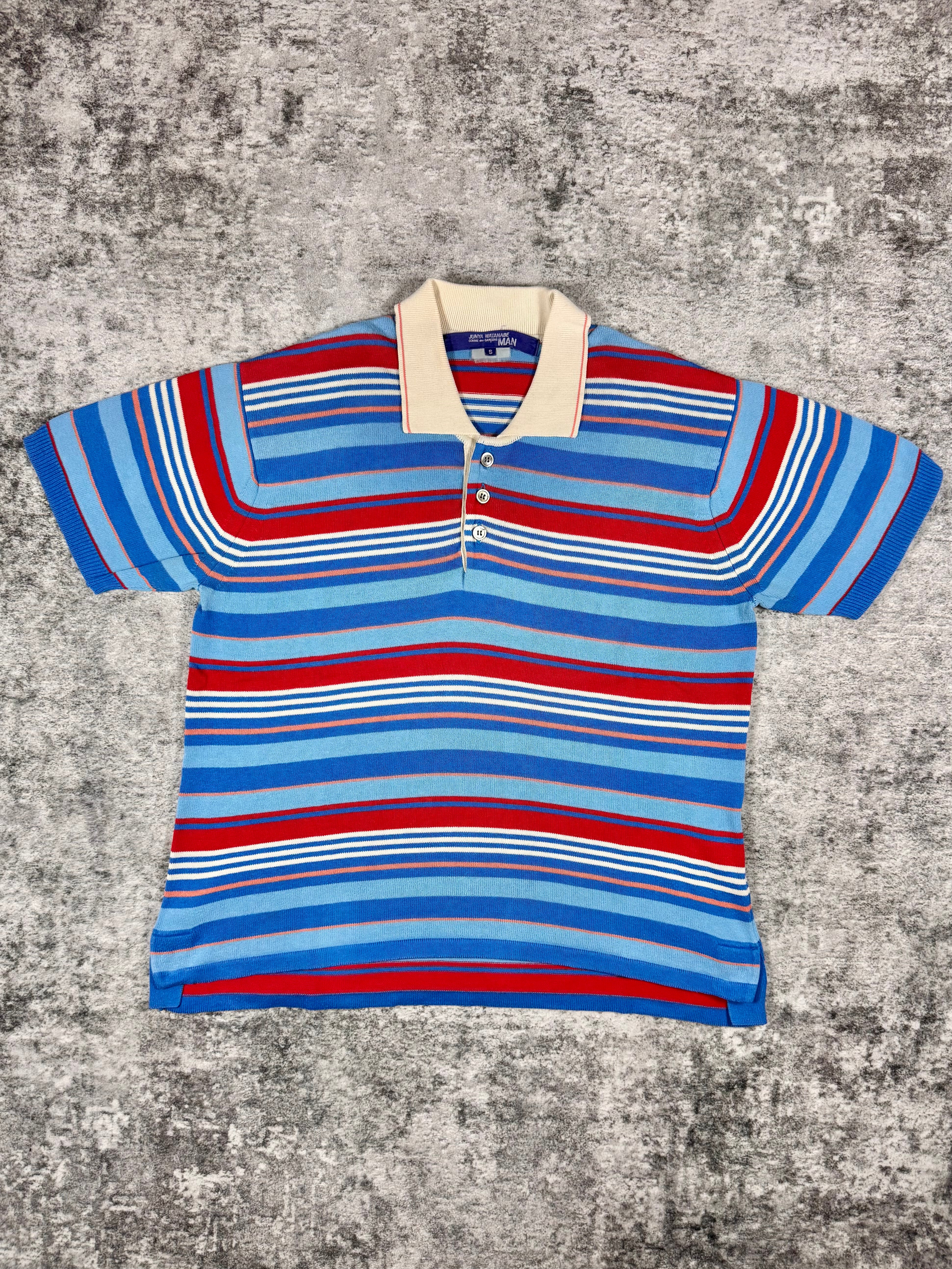 SS06 Junya Watanabe Man Fine-Gauge Stripe Knit Polo