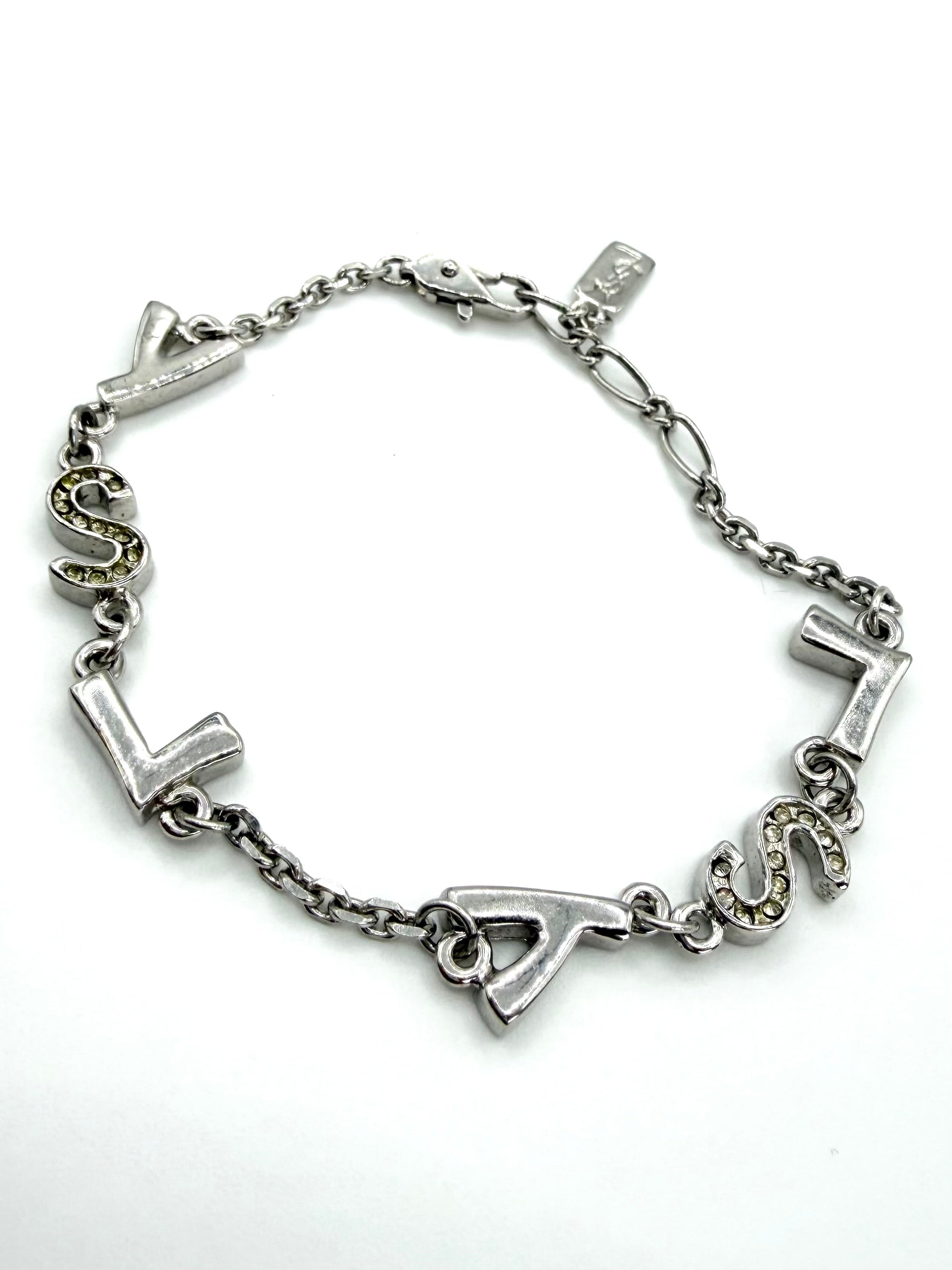 2000s Vintage Yves Saint Laurent “YSL” Rhinestone Link Bracelet