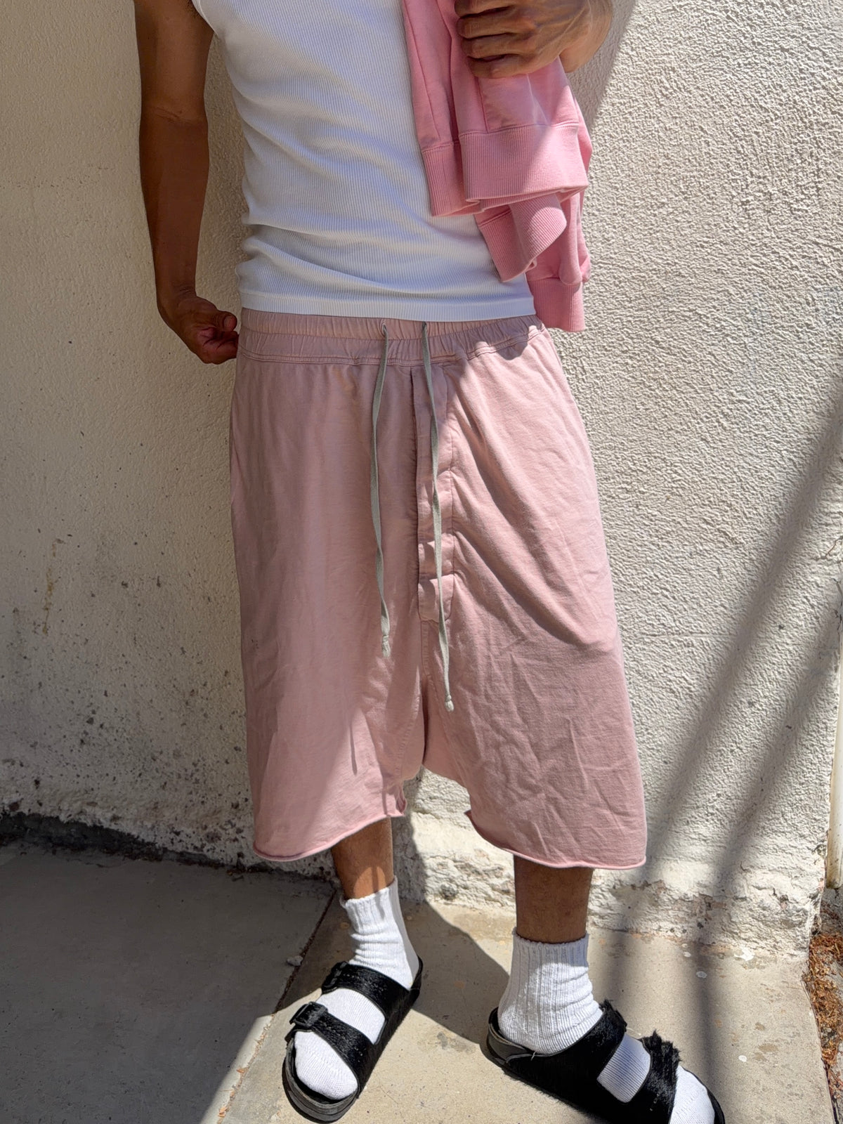 SS23 Rick Owens “EDFU” Faded Pink Drkshdw Pod Shorts