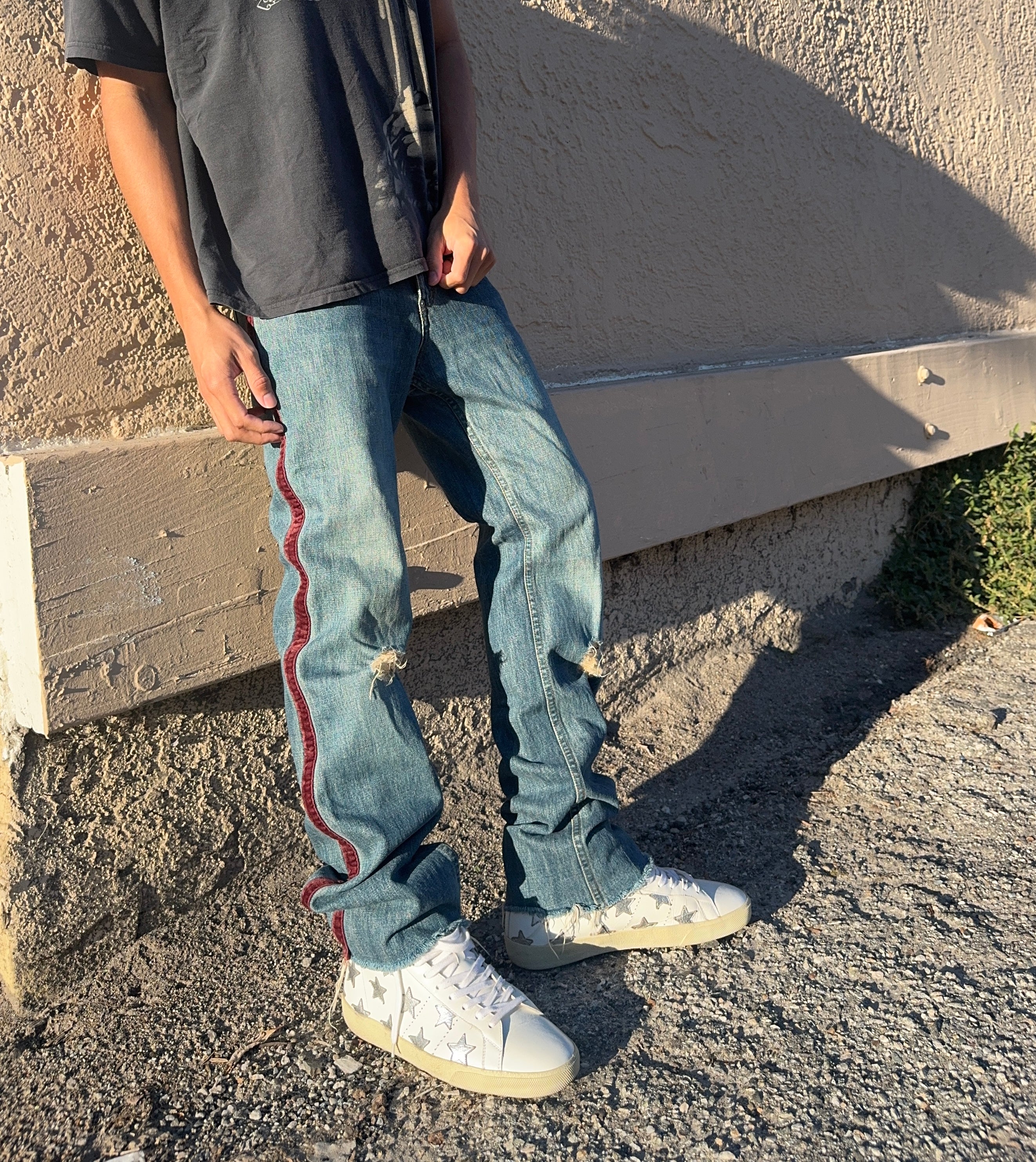 AW02 Undercover “Witch’s Cell Division” Velour Stripe Denim