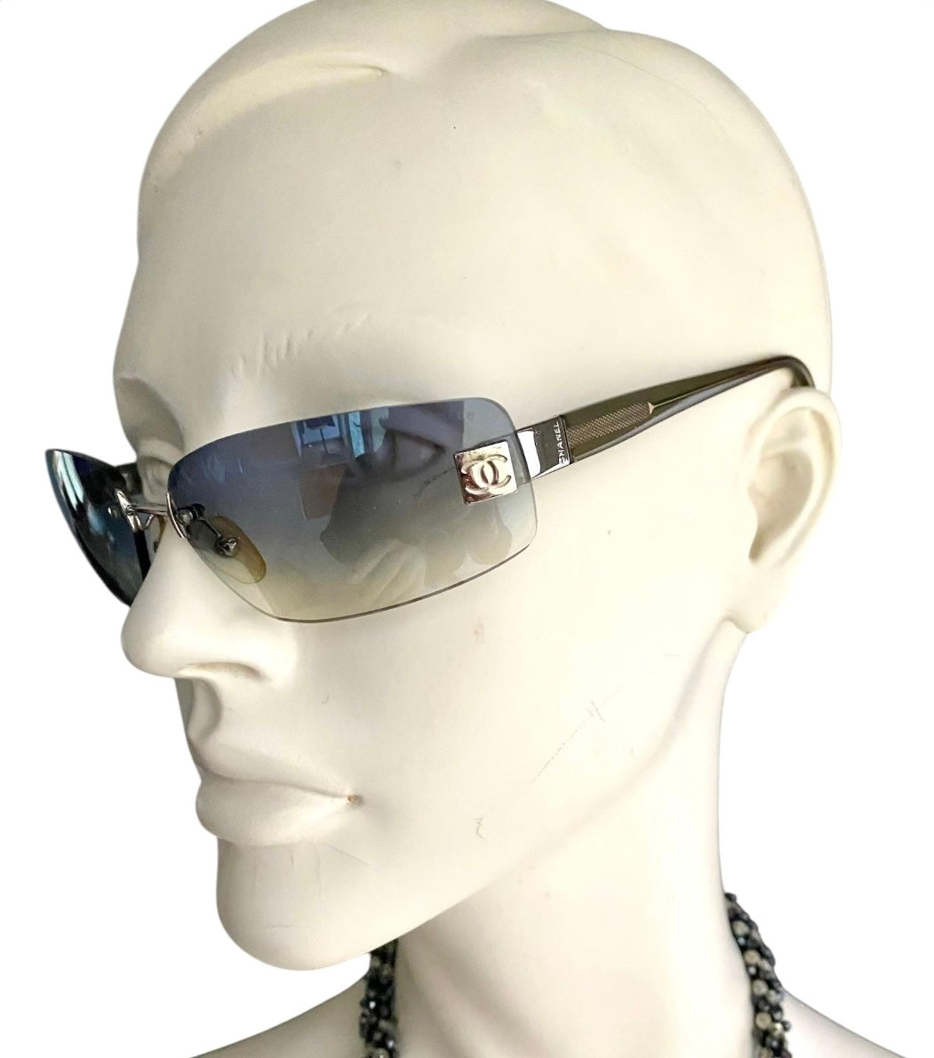 2000s Chanel ‘4081’ Plated CC Shield Sunglasses
