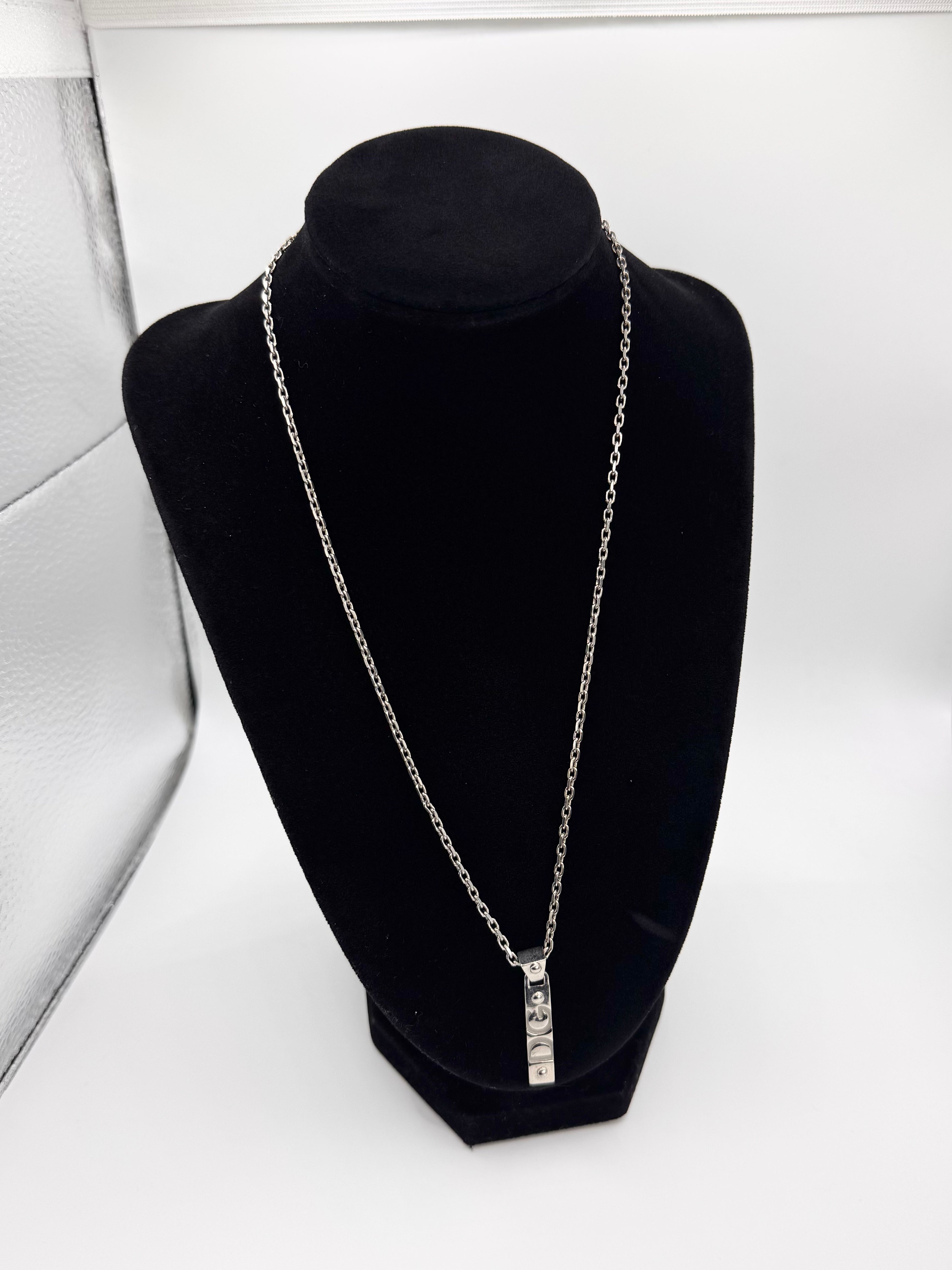 2000s Dolce & Gabbana ‘DG’ Plated Logo Silver Necklace