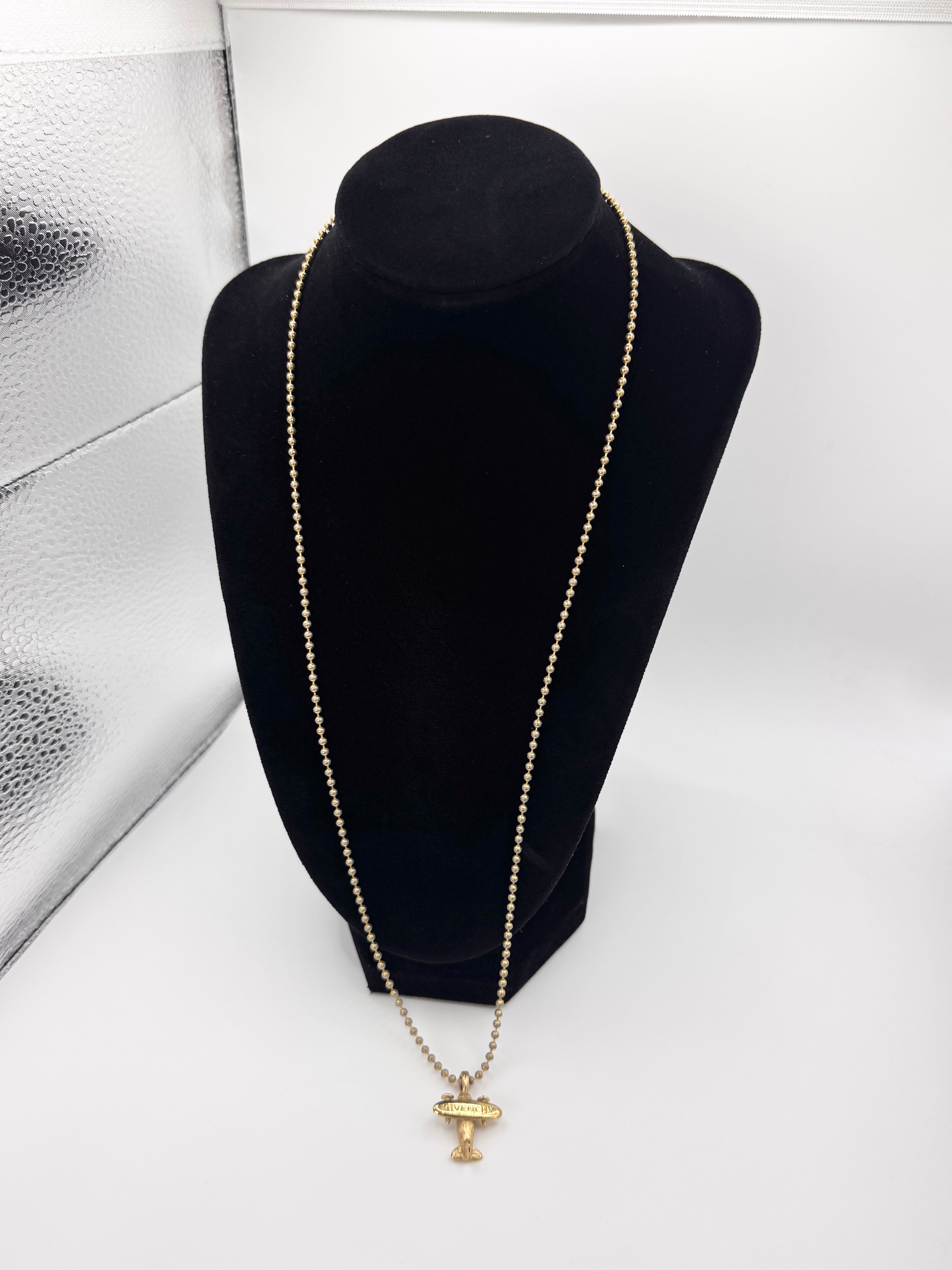2000s Givenchy ‘Air Plane’ Gold Ball Chain Necklace